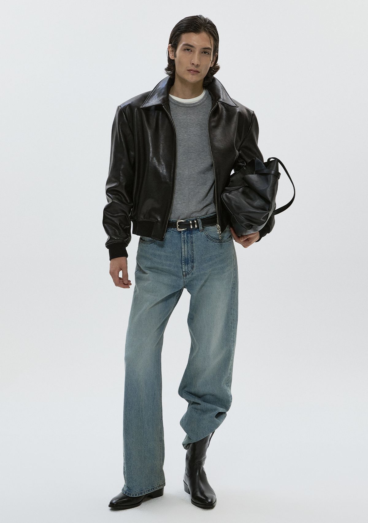 세비지(SAVAGE) Wool Crewneck Jersey Long Sleeve - Grey