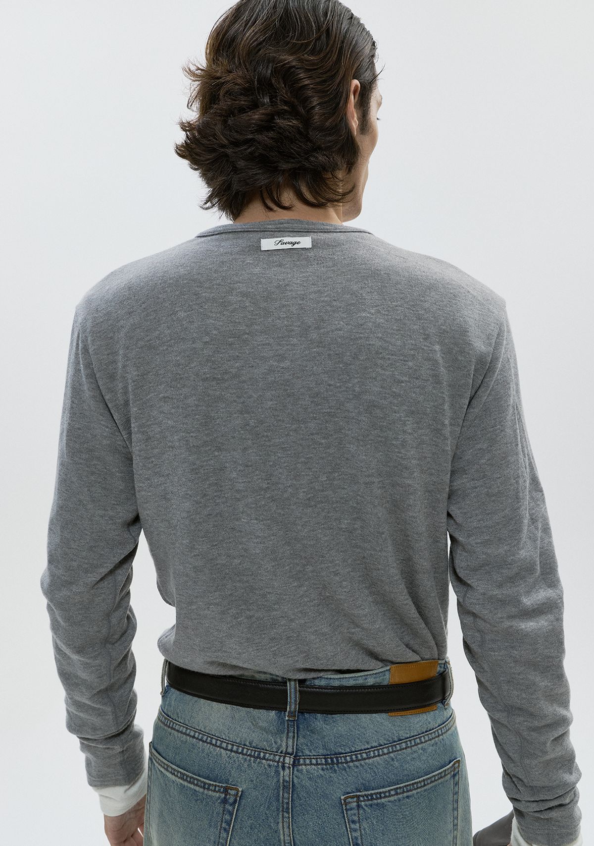 세비지(SAVAGE) Wool Crewneck Jersey Long Sleeve - Grey