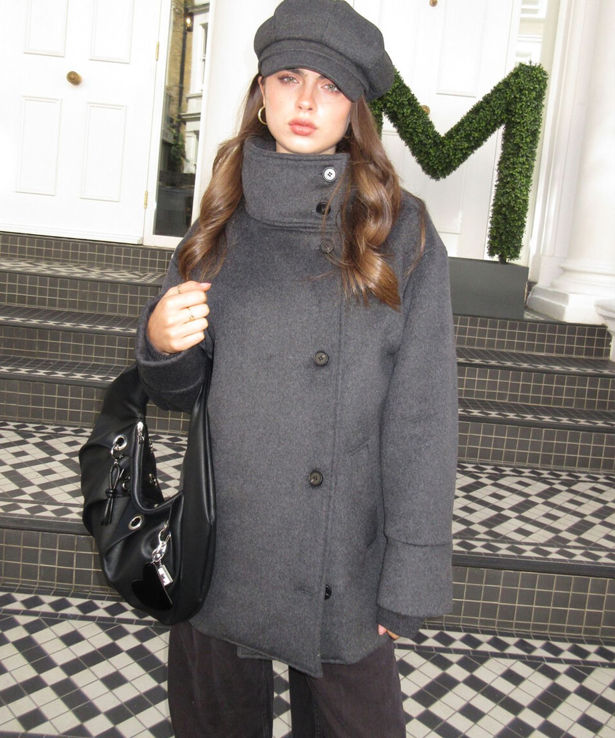 디망쉬(DIMANCHE) Double Breasted Coat (grey)