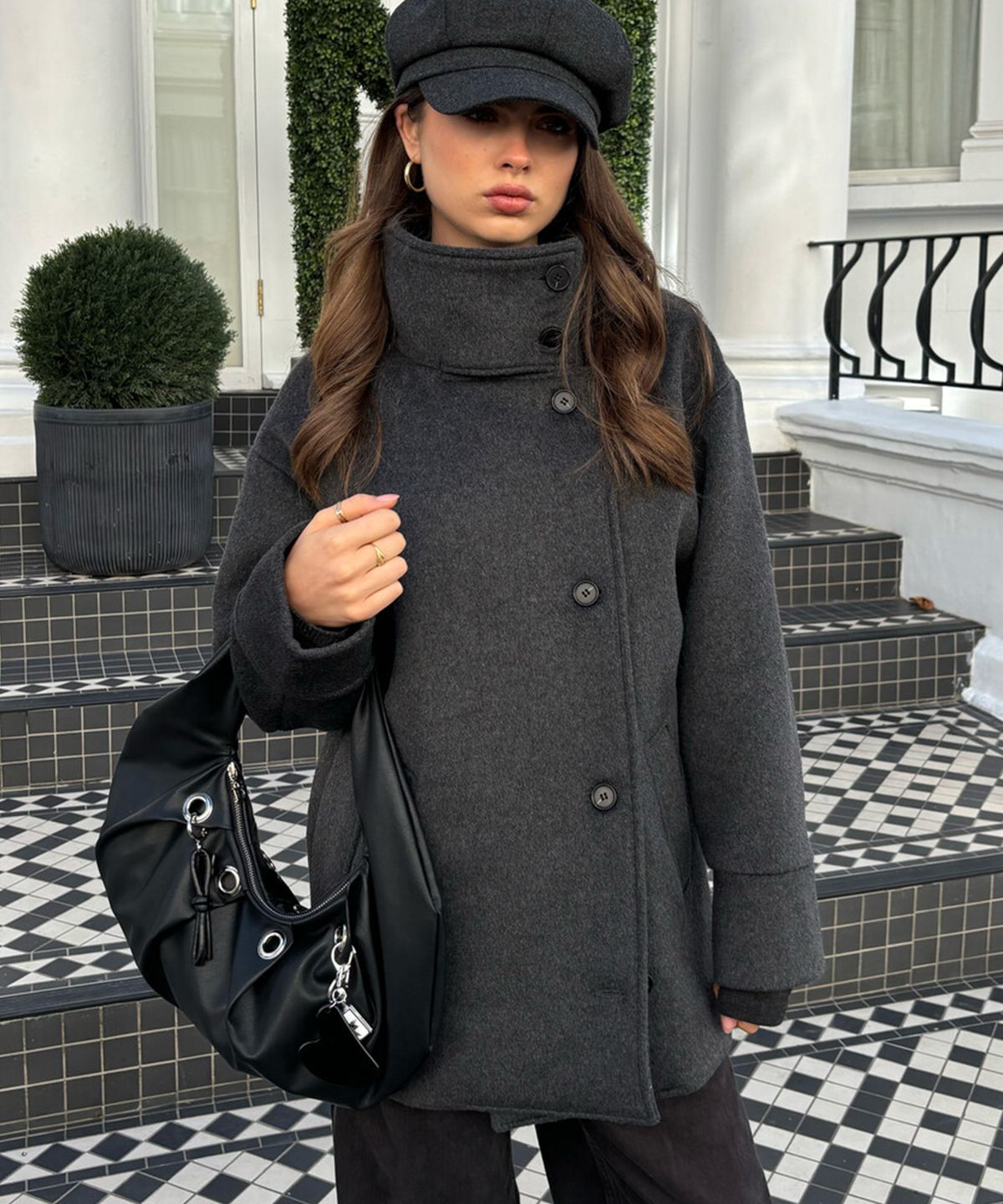디망쉬(DIMANCHE) Double Breasted Coat (grey)