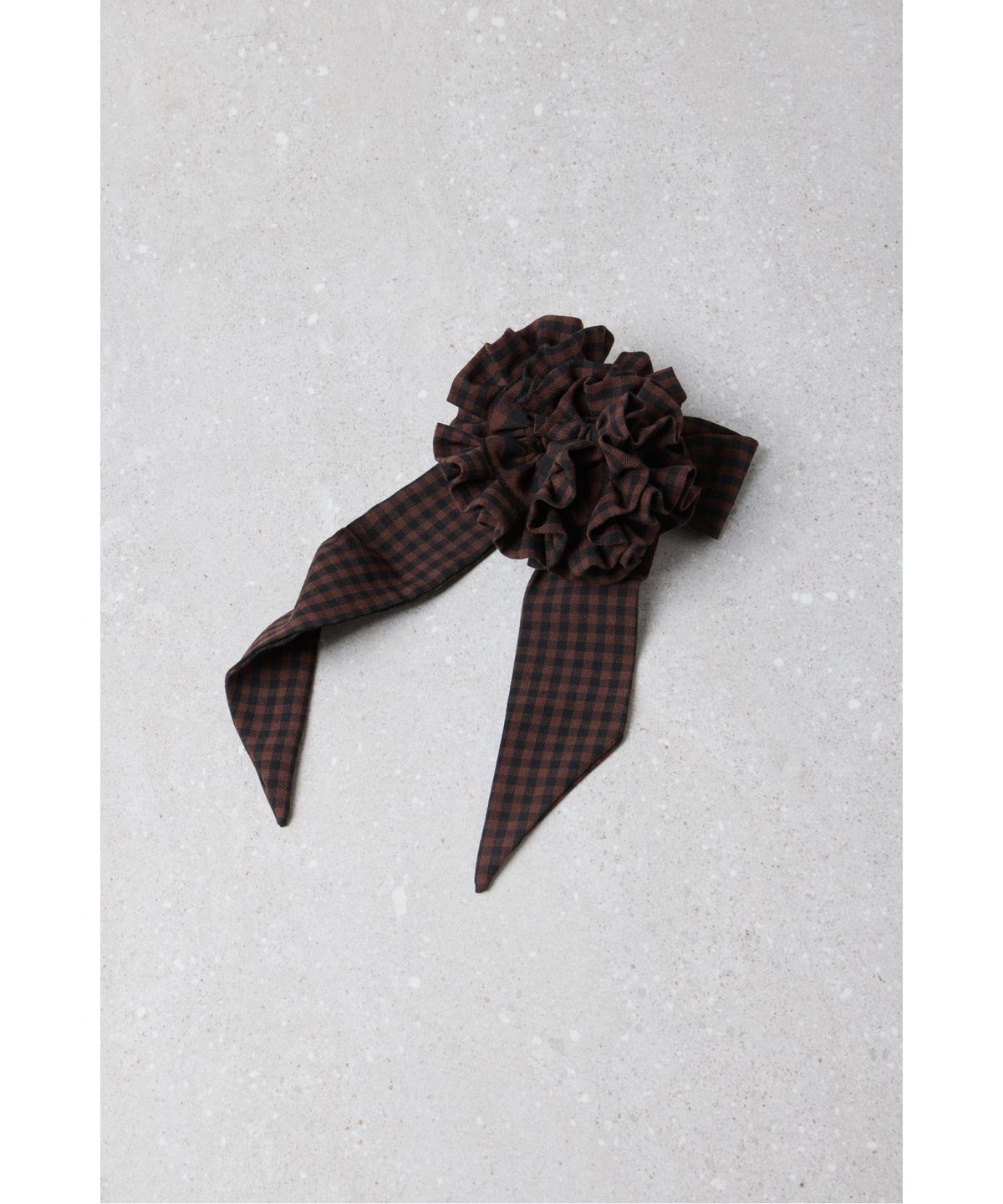 슈콤마보니(SUECOMMA BONNIE) Fev_Ruffle Hair Scrunchie(brown)_DFAOA25506BRN