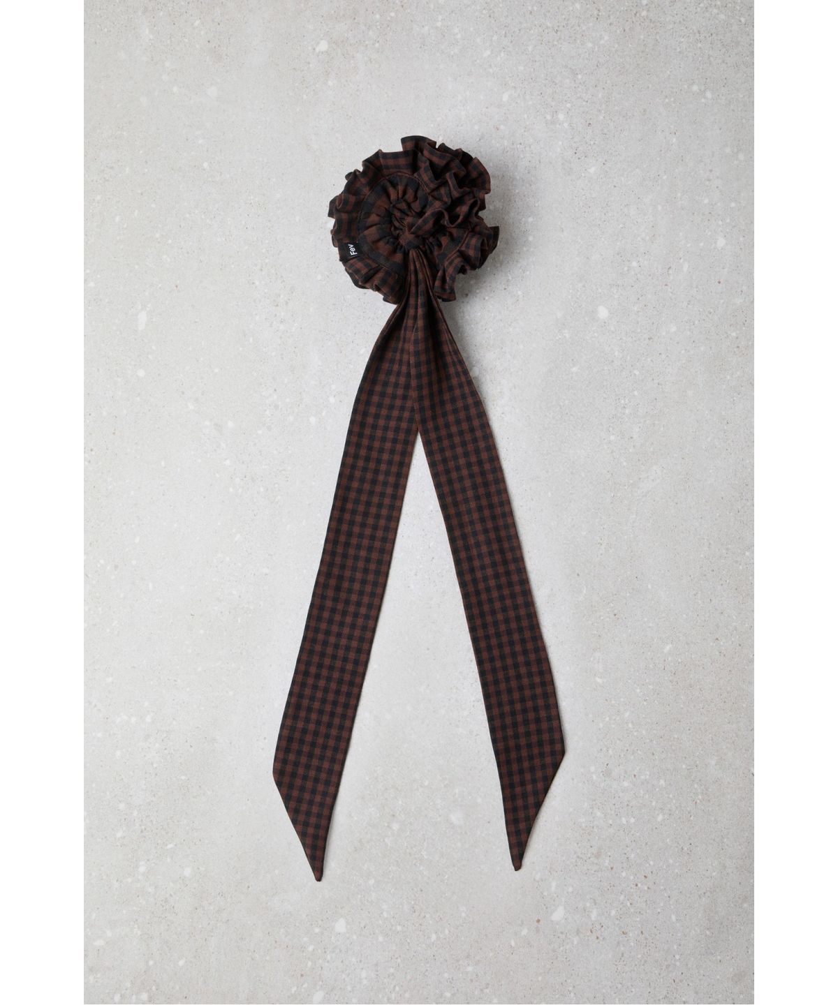 슈콤마보니(SUECOMMA BONNIE) Fev_Ruffle Hair Scrunchie(brown)_DFAOA25506BRN