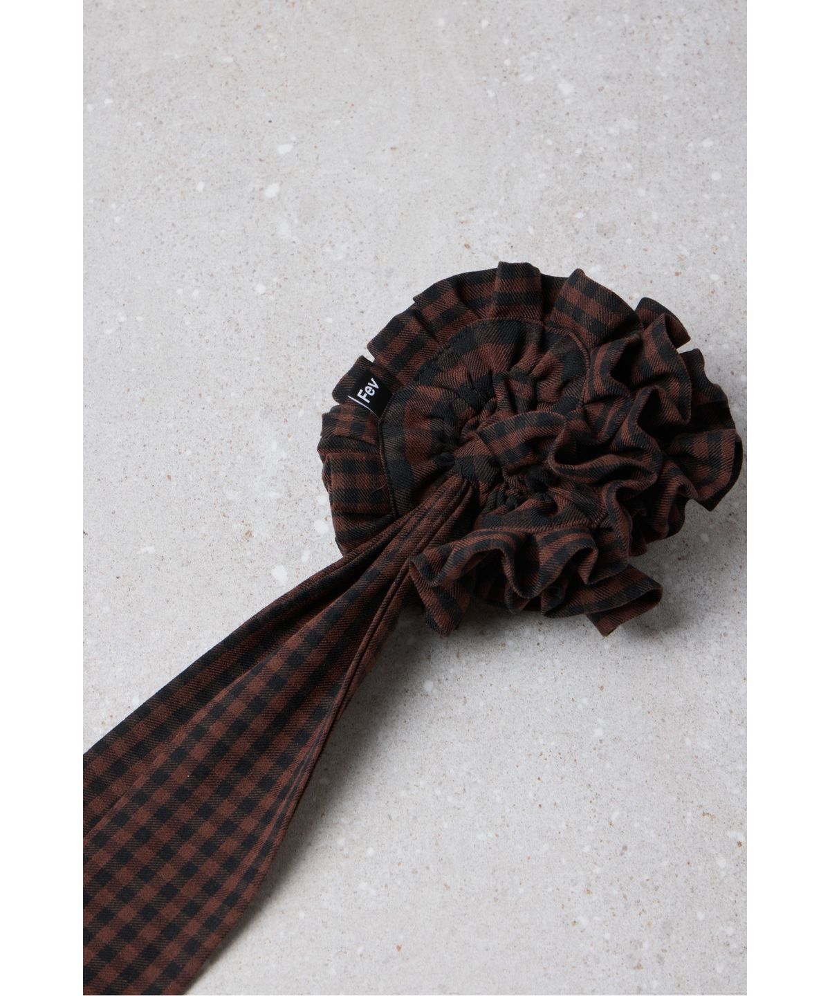슈콤마보니(SUECOMMA BONNIE) Fev_Ruffle Hair Scrunchie(brown)_DFAOA25506BRN