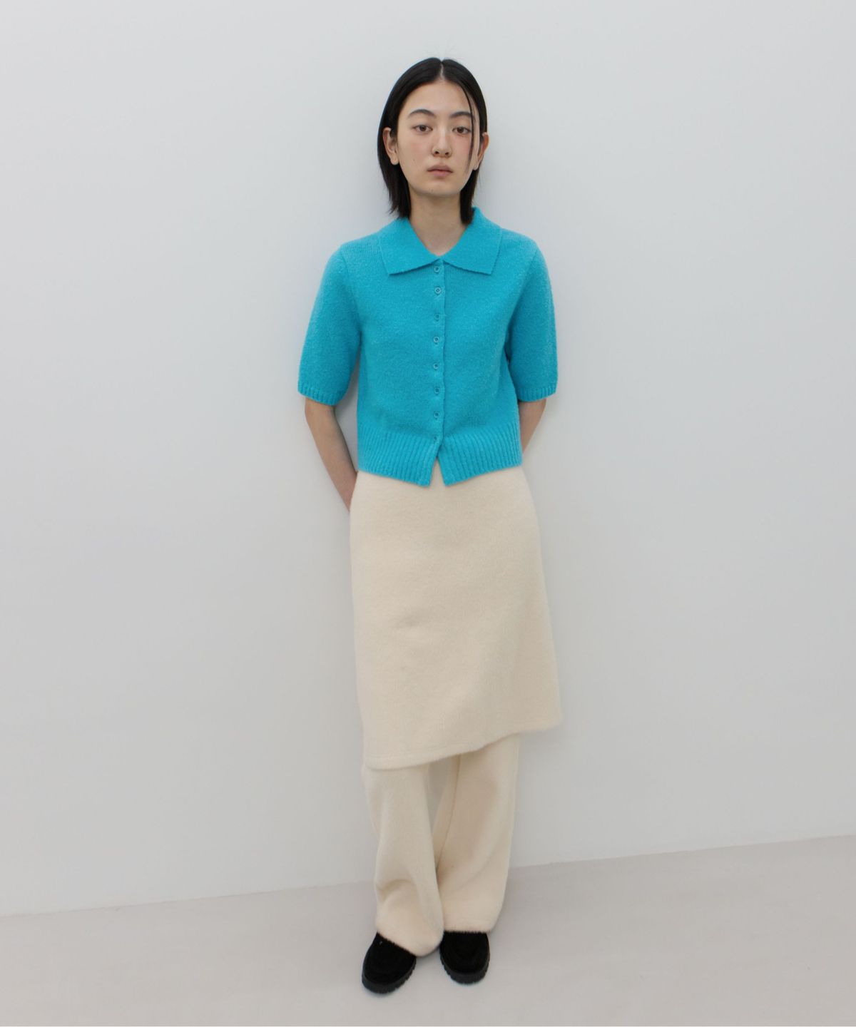 지비에이치 어패럴(GBH APPAREL) HALF-SLEEVE COLLAR CARDIGAN / BLUE