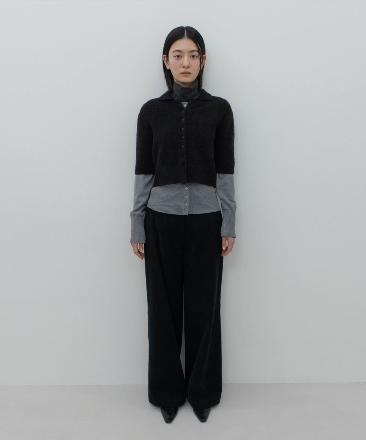 지비에이치 어패럴(GBH APPAREL) HALF-SLEEVE COLLAR CARDIGAN / BLACK
