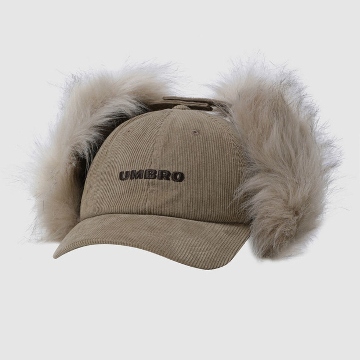 엄브로(UMBRO) 코듀로이 퍼 이어플랩 캡 브라운 UQ423CCPN3