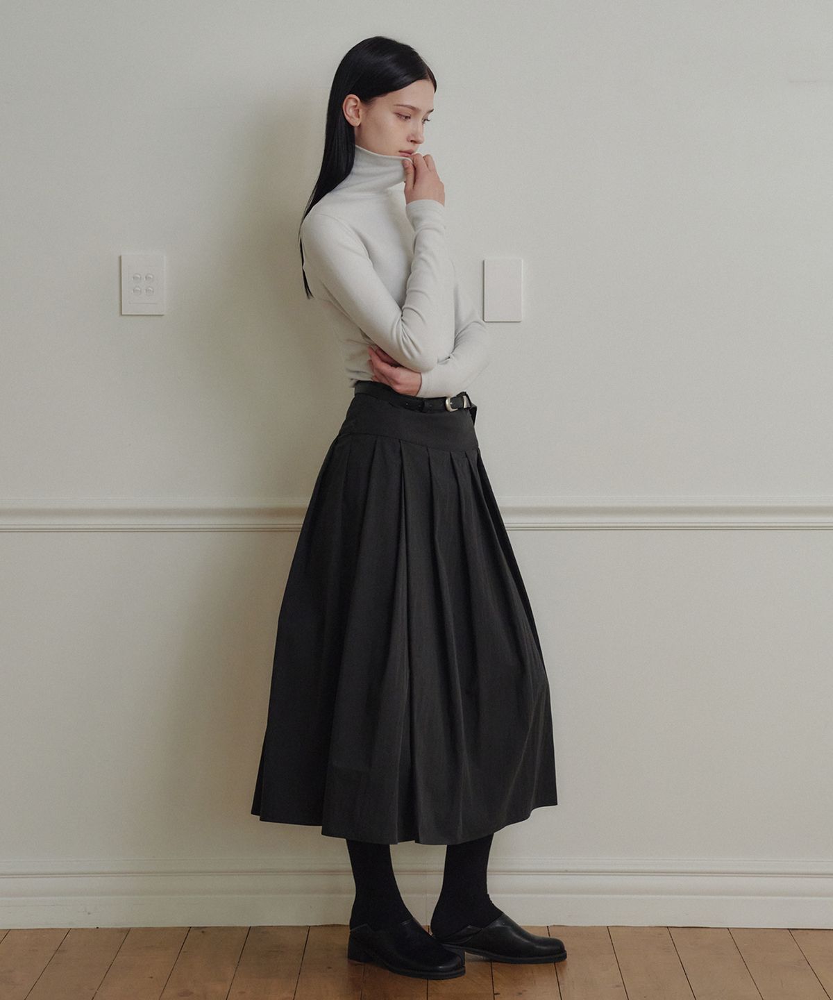 마롯(MARROT) Brushed Turtleneck T-shirt_Light Grey