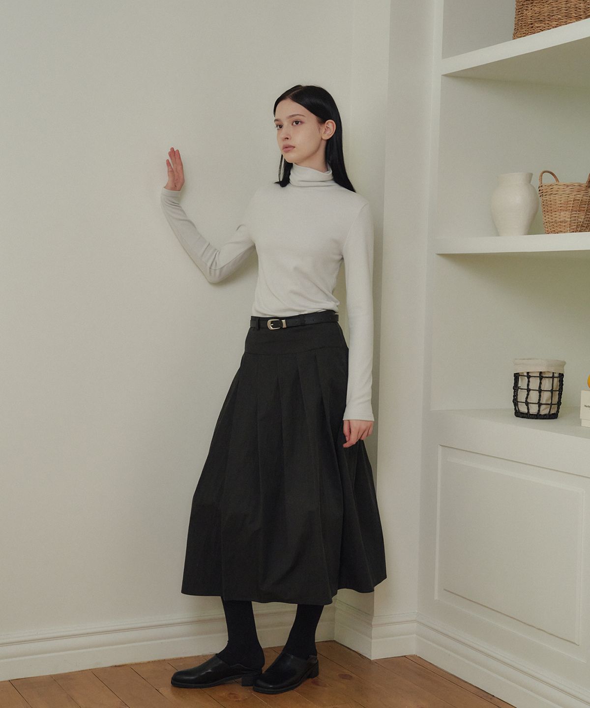 마롯(MARROT) Brushed Turtleneck T-shirt_Light Grey