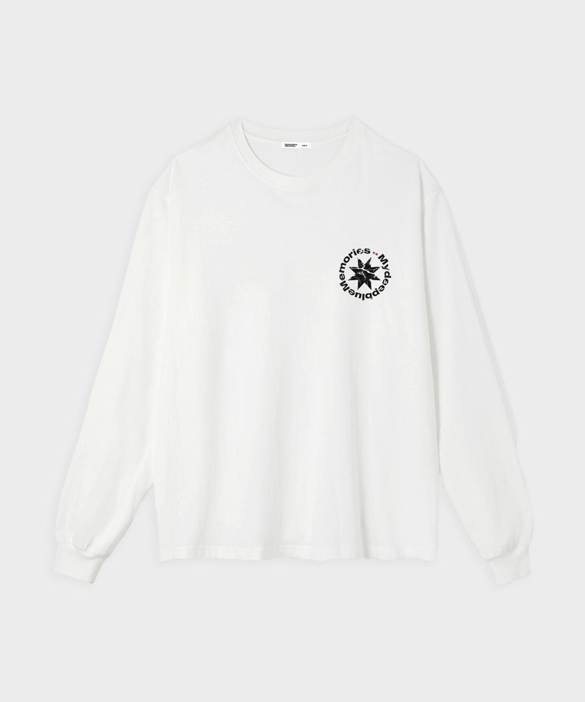 마이딥블루메모리즈(MY DEEP BLUE MEMORIES) MM CRACK ROUND LOGO LONG SLEEVE TEE(WHITE)