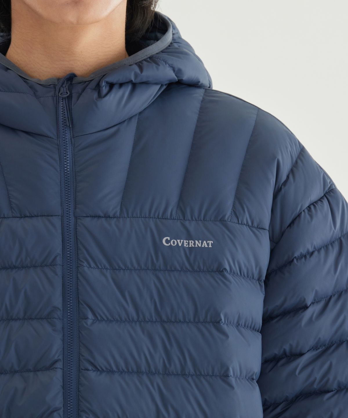 커버낫(COVERNAT) 커버라이트 패커블 후드 경량 다운 자켓 Dark Blue