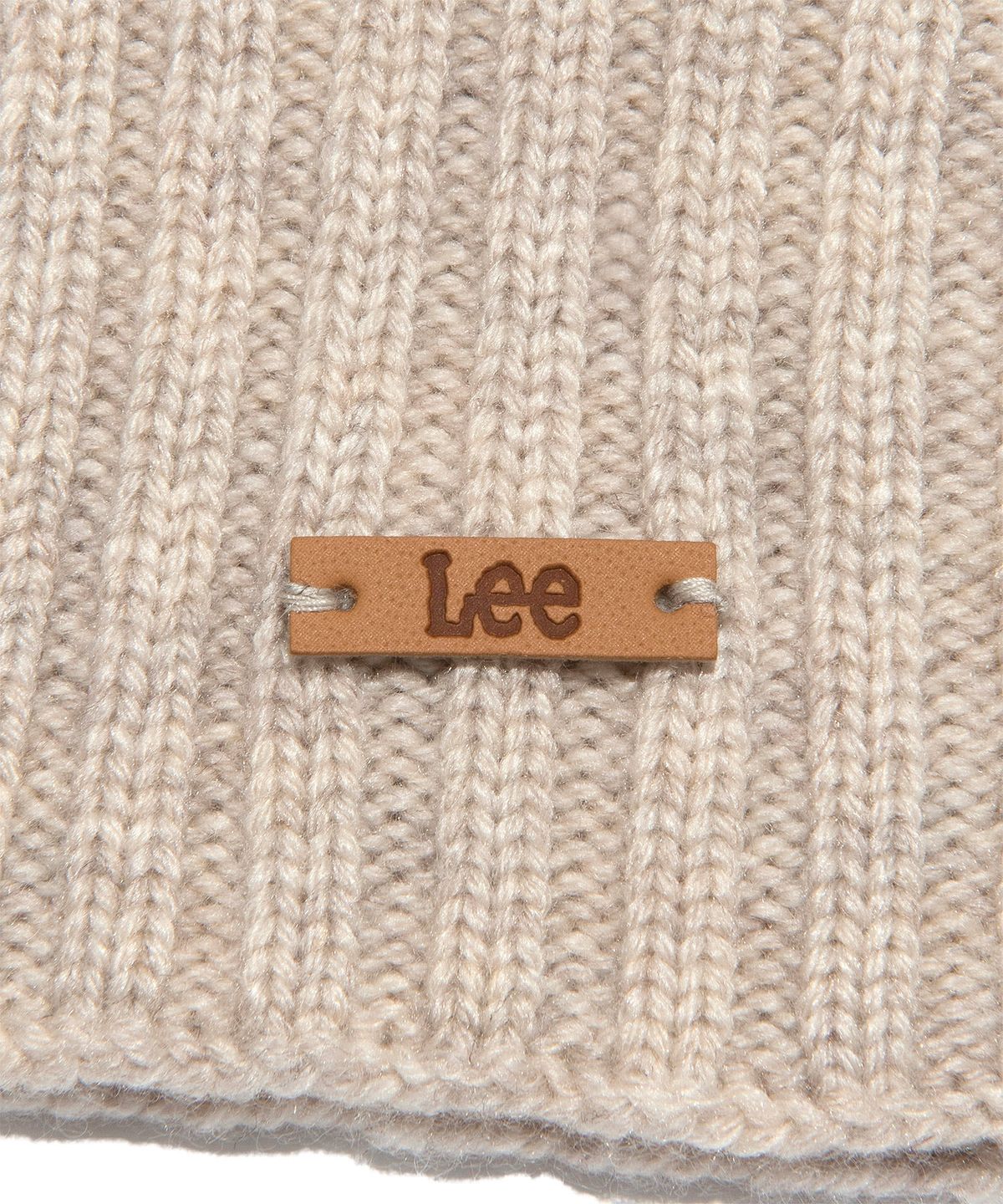 리(LEE) 울 혼방 배색 니트 장갑 오트밀