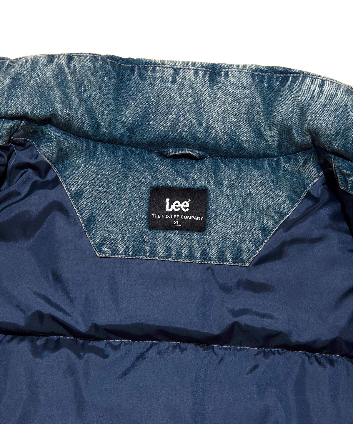 리(LEE) 워싱 데님 패딩 자켓 인디고 미듐