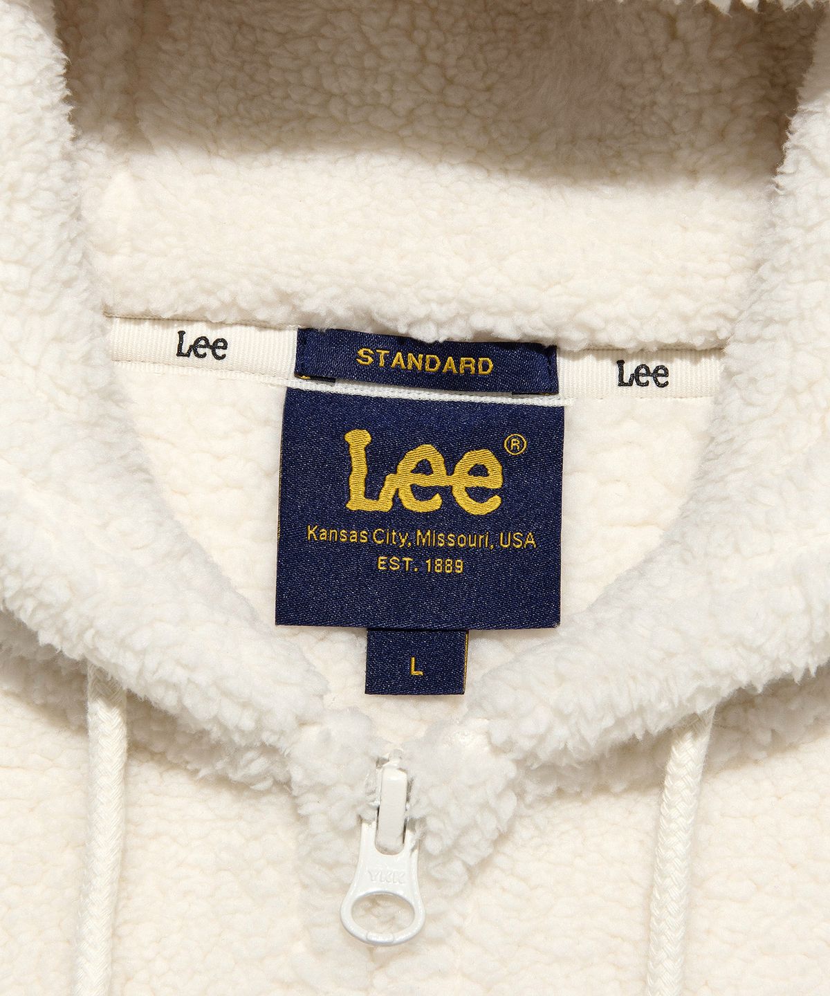 리(LEE) 하우스 로고 보아 후드 집업 크림