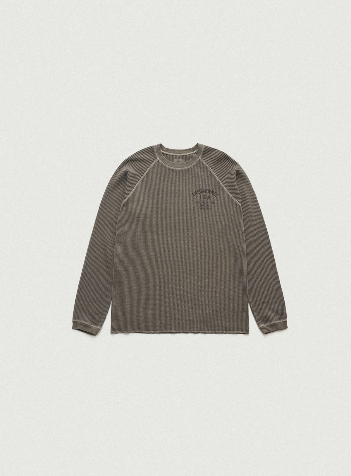 더바넷(THEBARNNET) Vero Pigment Waffle T-Shirt_Khaki