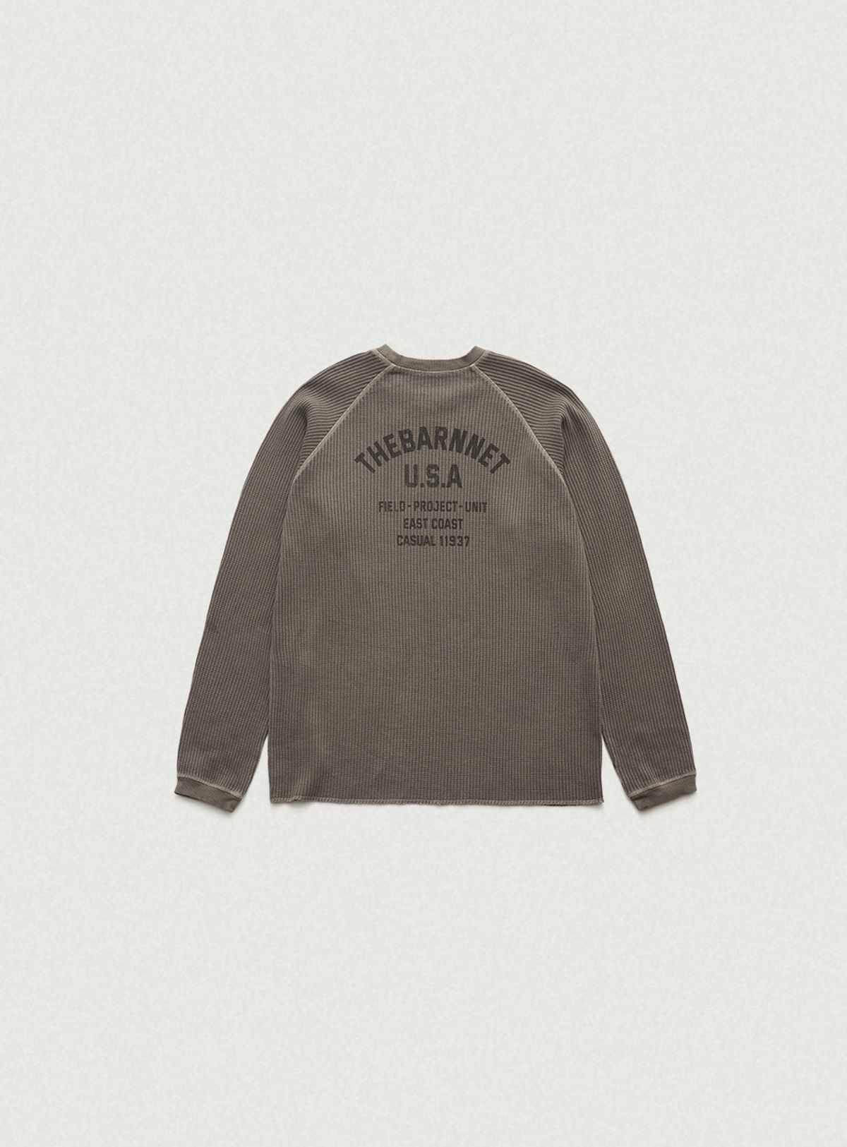 더바넷(THEBARNNET) Vero Pigment Waffle T-Shirt_Khaki