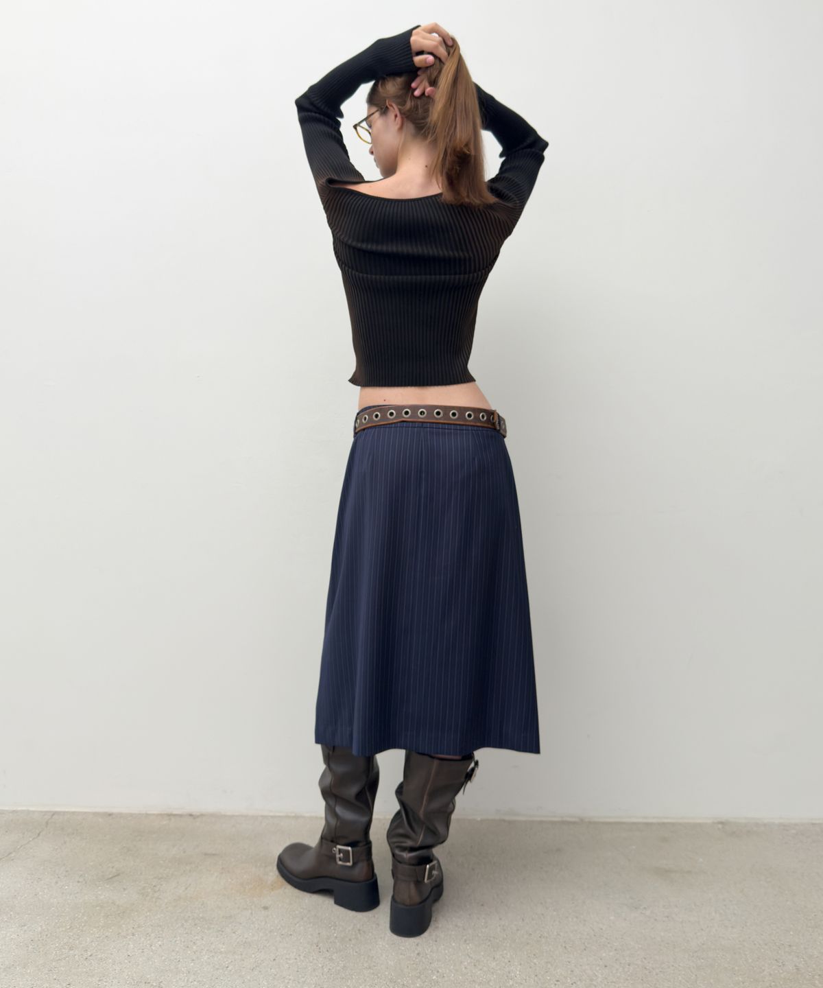 다이애그널(DIAGONAL) ONE OFF SHOULDER SPRAY KNIT (black)
