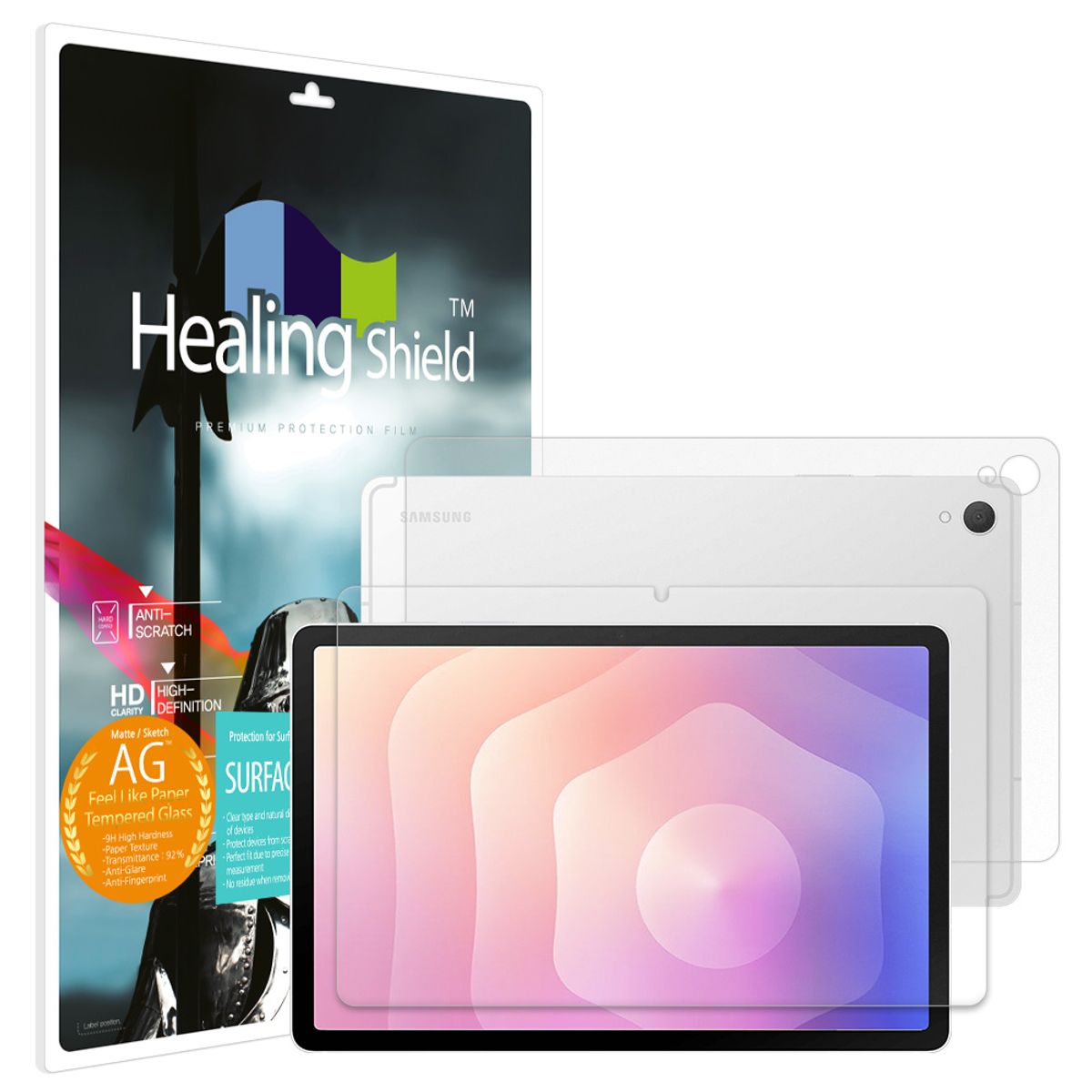 힐링쉴드(HEALINGSHIELD) 갤럭시탭S11 하이엔드 종이질감 강화유리필름1매 후면1매