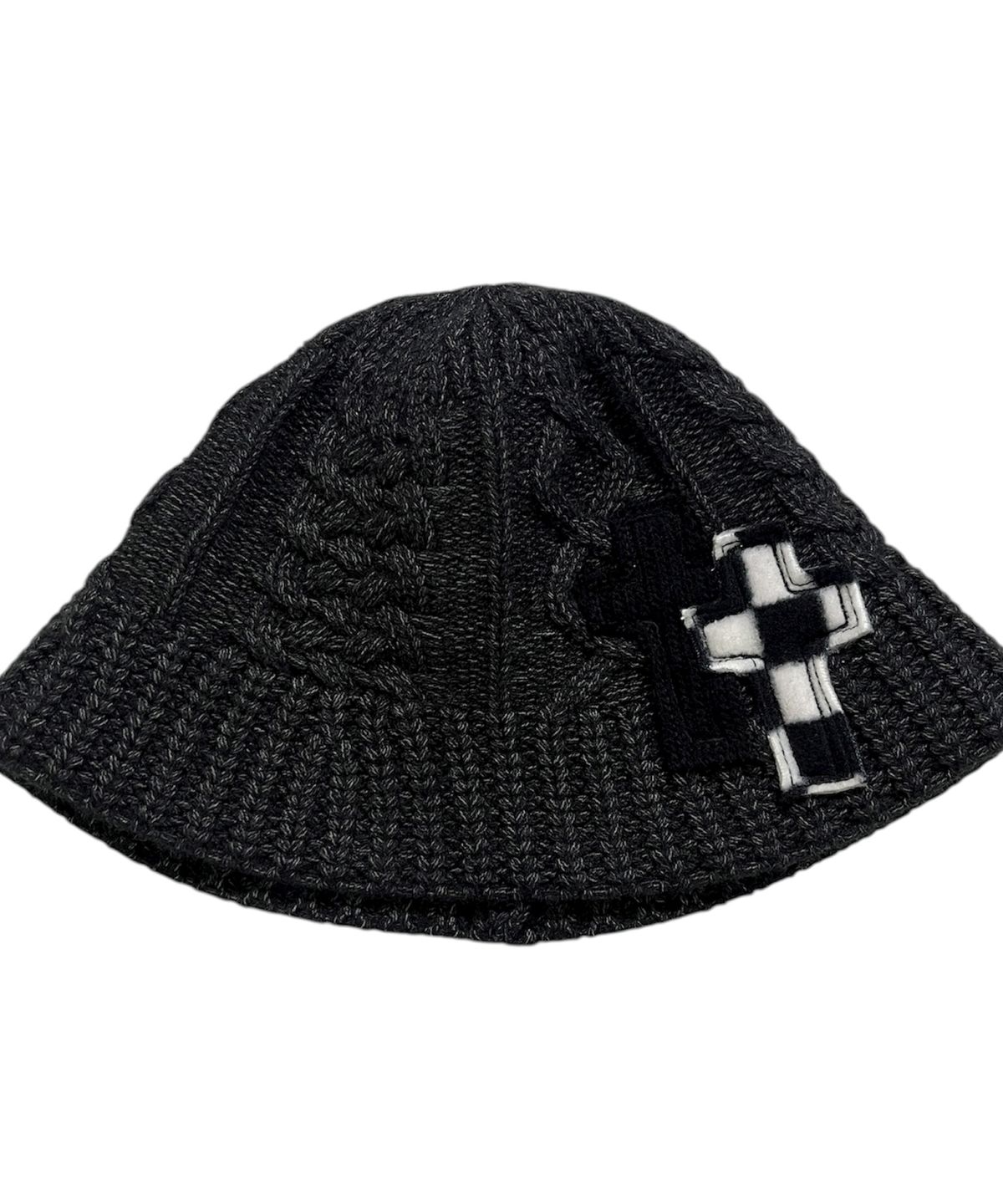 스케이터락(SK8ER ROCK) Cable Knit Cross Bucket Hat ((charcoal))