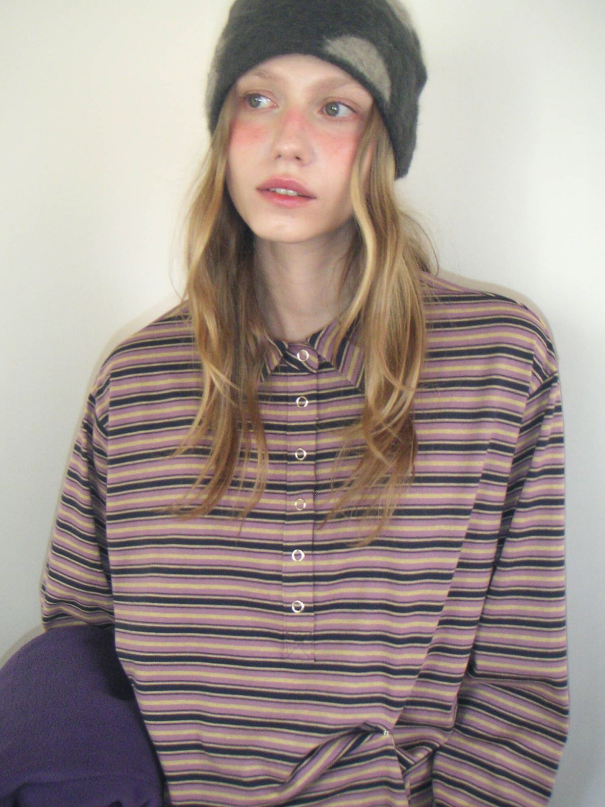 포에브(POEV) Striped Button Collar Shirt [3 color]