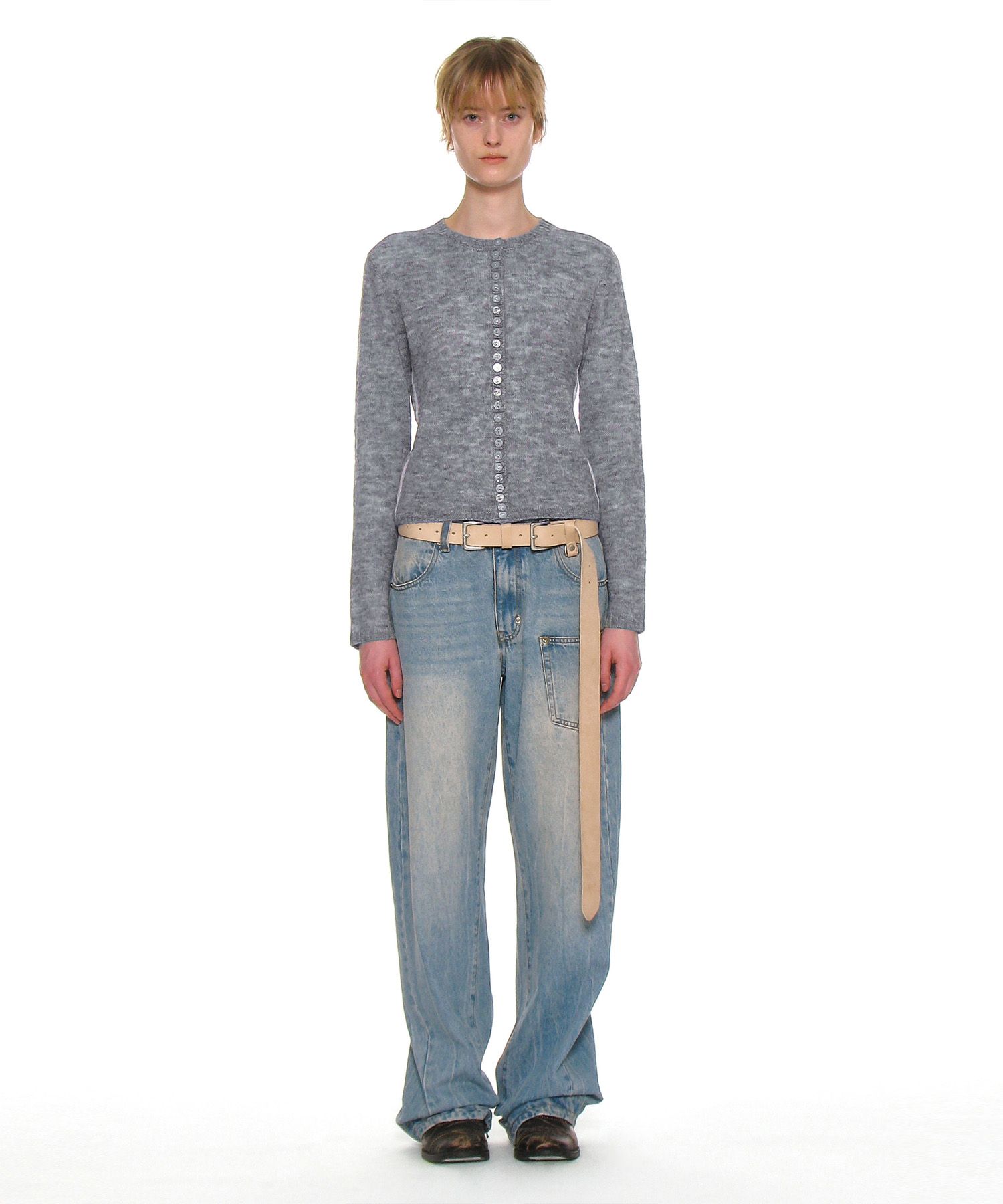 MUSINSA | PARTIMENTO WOMEN Leather Extra Long Belt_Sand