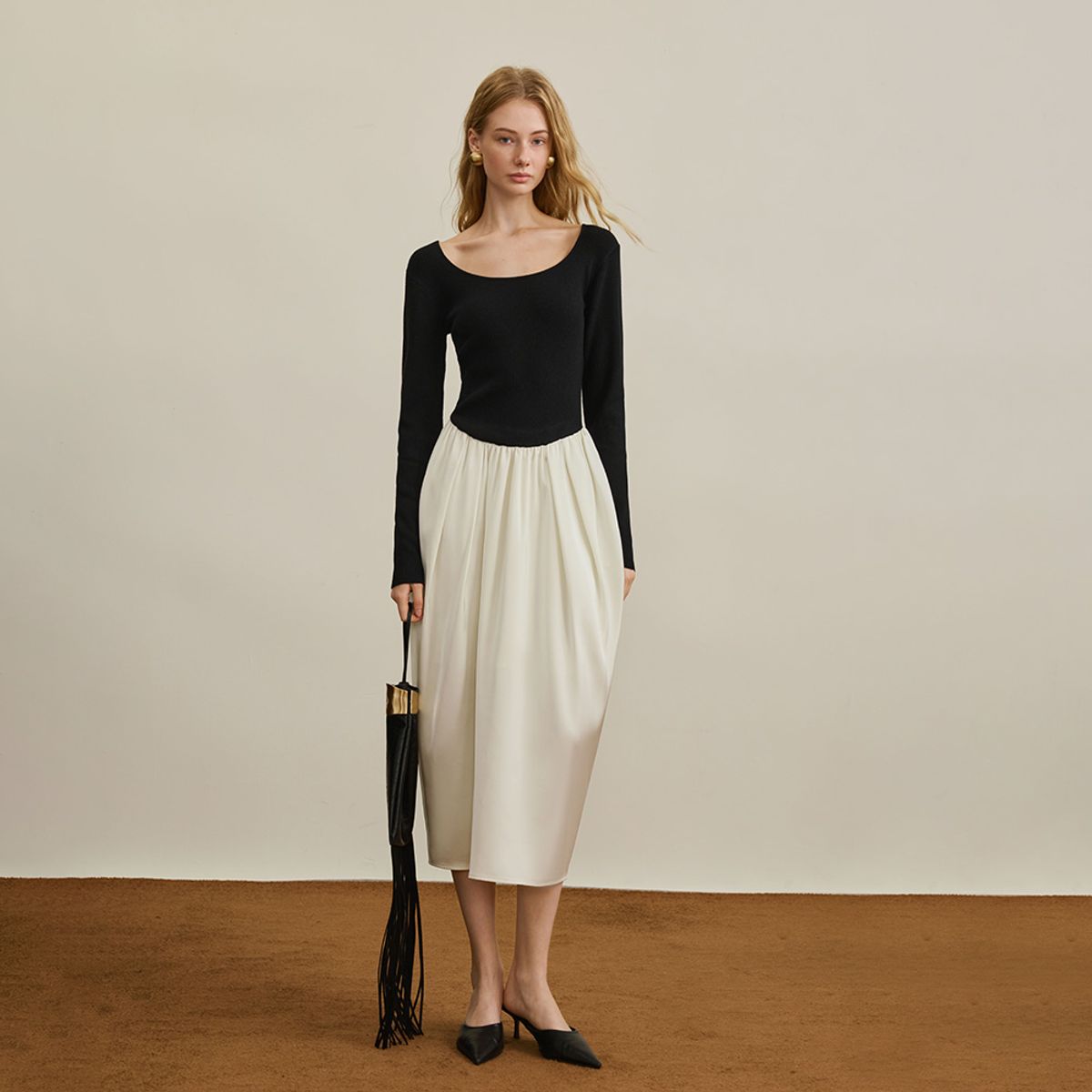 와이와이아이엠(YYIAM) YY_Contrast spliced waist dress