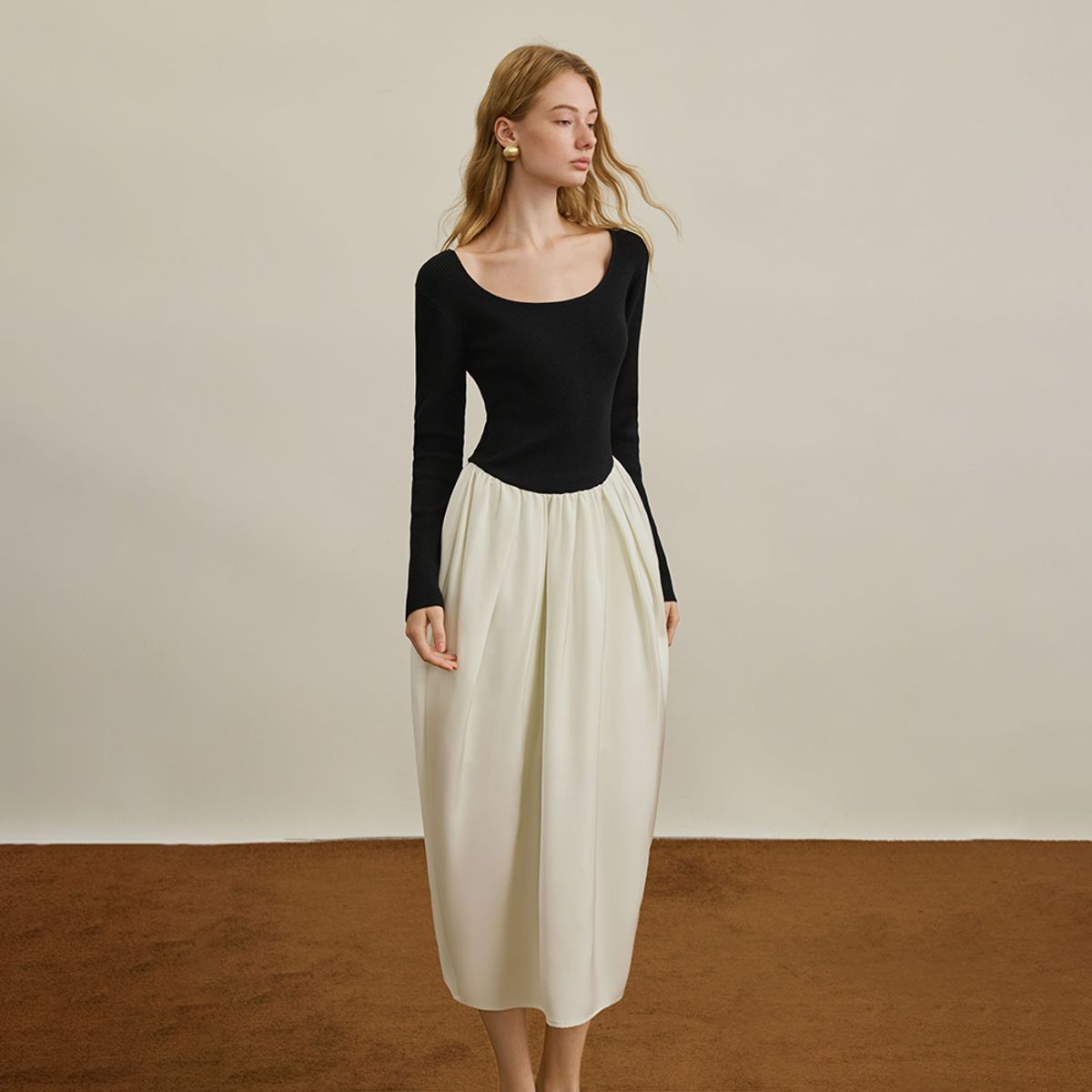 와이와이아이엠(YYIAM) YY_Contrast spliced waist dress