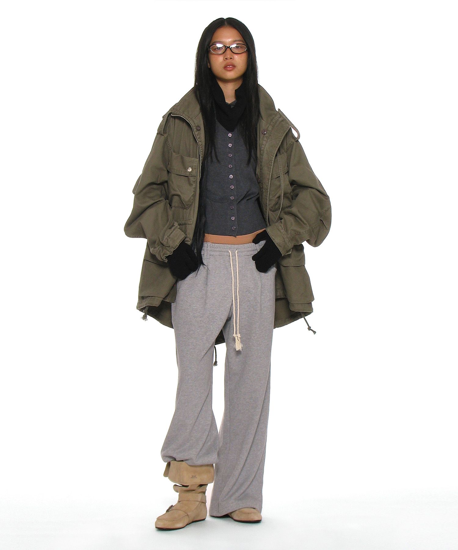 MUSINSA | PARTIMENTO WOMEN 2 IN 1 Washed M65 Field Jacket_Khaki Green