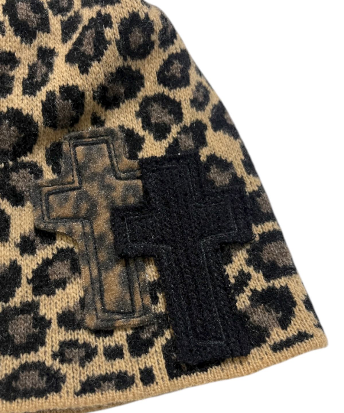 스케이터락(SK8ER ROCK) Cross Leopard Jacquard Beanie ((beige))