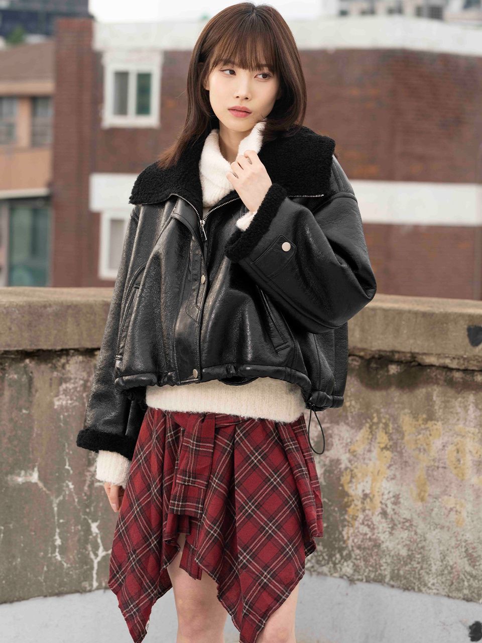 ジャケット・アウター LOOSE BELL SLEEVE JACKET MUSINSA | THE GREEN LAB FAUX leather oversized bell sleeve mustang