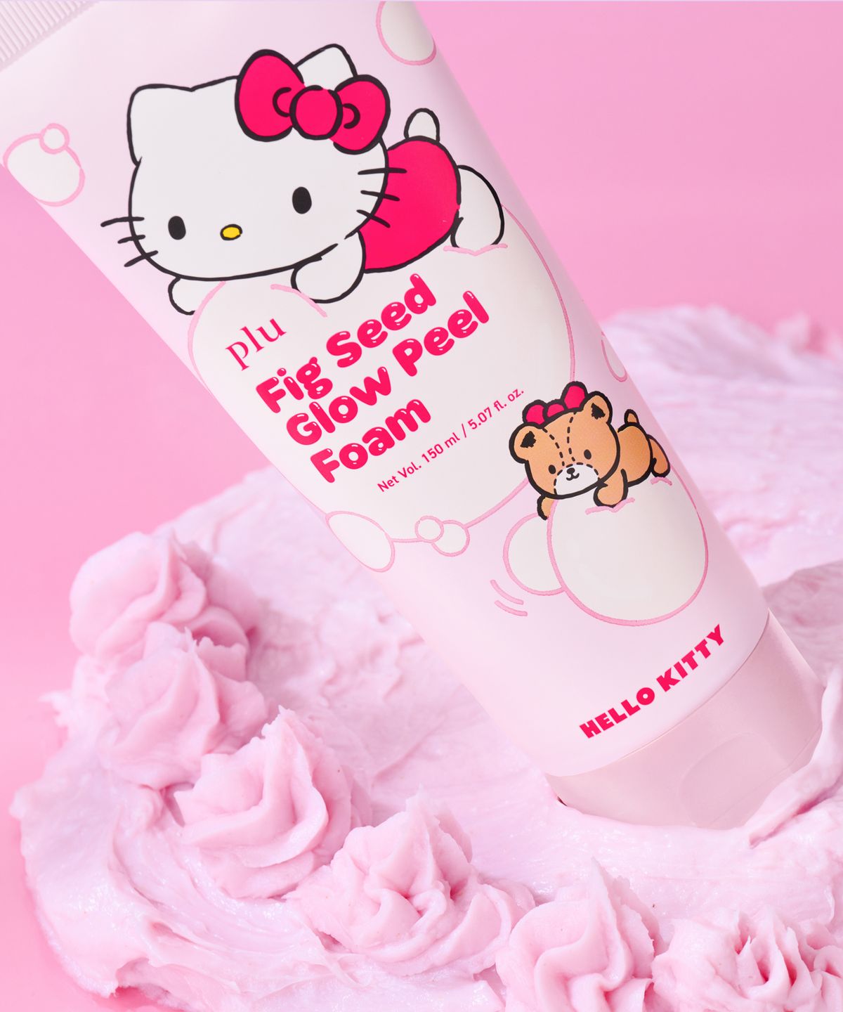 플루(PLU) 산리오 헬로키티 피그 씨드 글로우 필 폼 150ml+세안밴드
