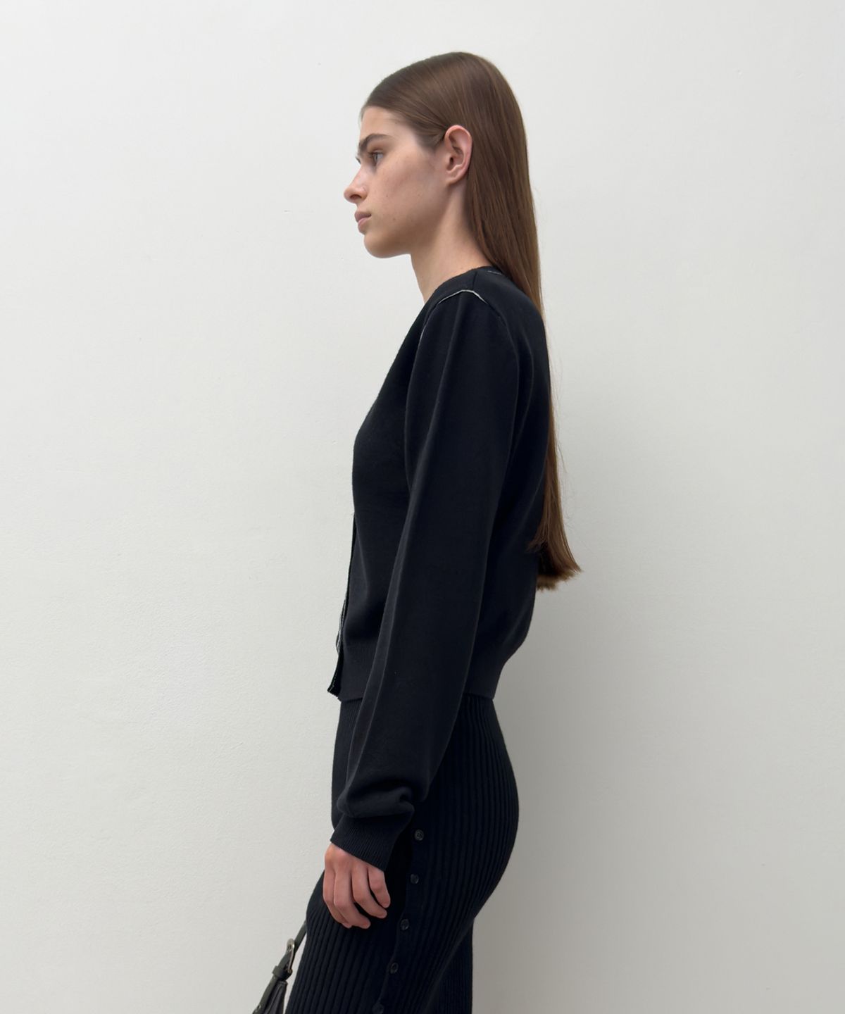 다이애그널(DIAGONAL) STITCH KNIT CARDIGAN (black)