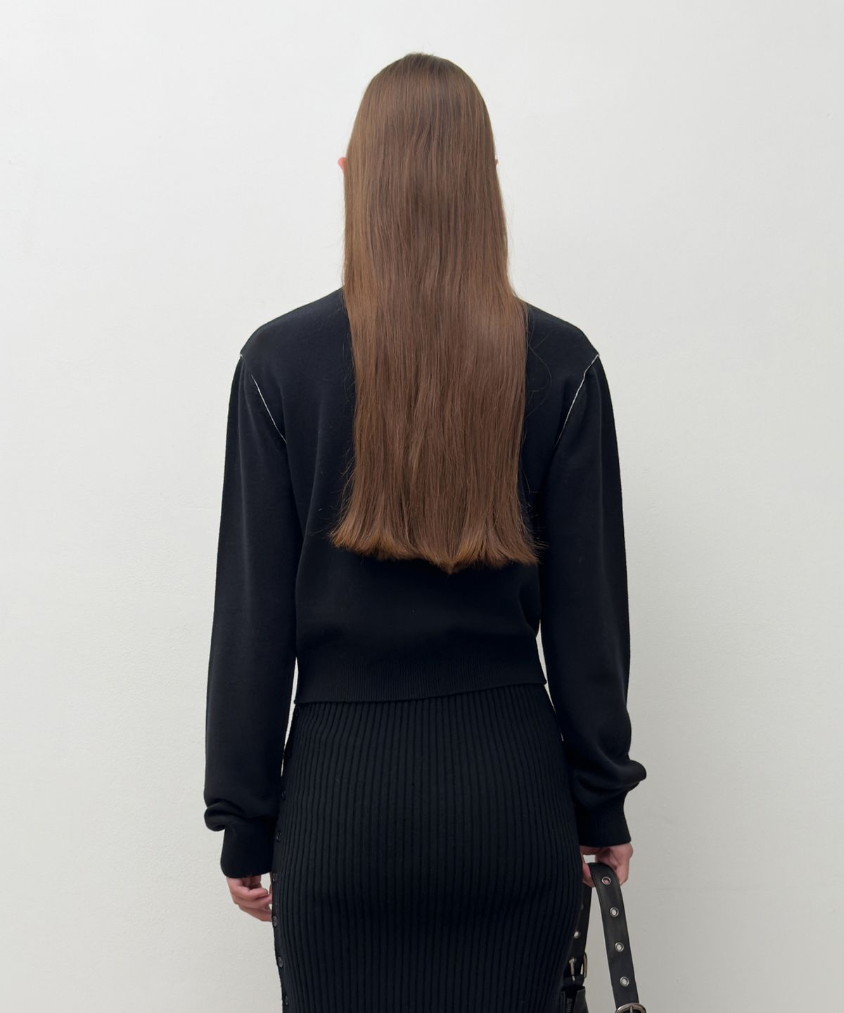 다이애그널(DIAGONAL) STITCH KNIT CARDIGAN (black)