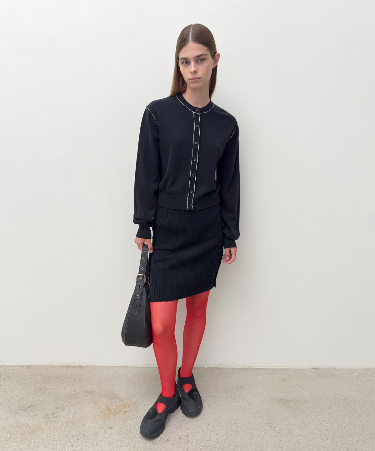 다이애그널(DIAGONAL) STITCH KNIT CARDIGAN (black)