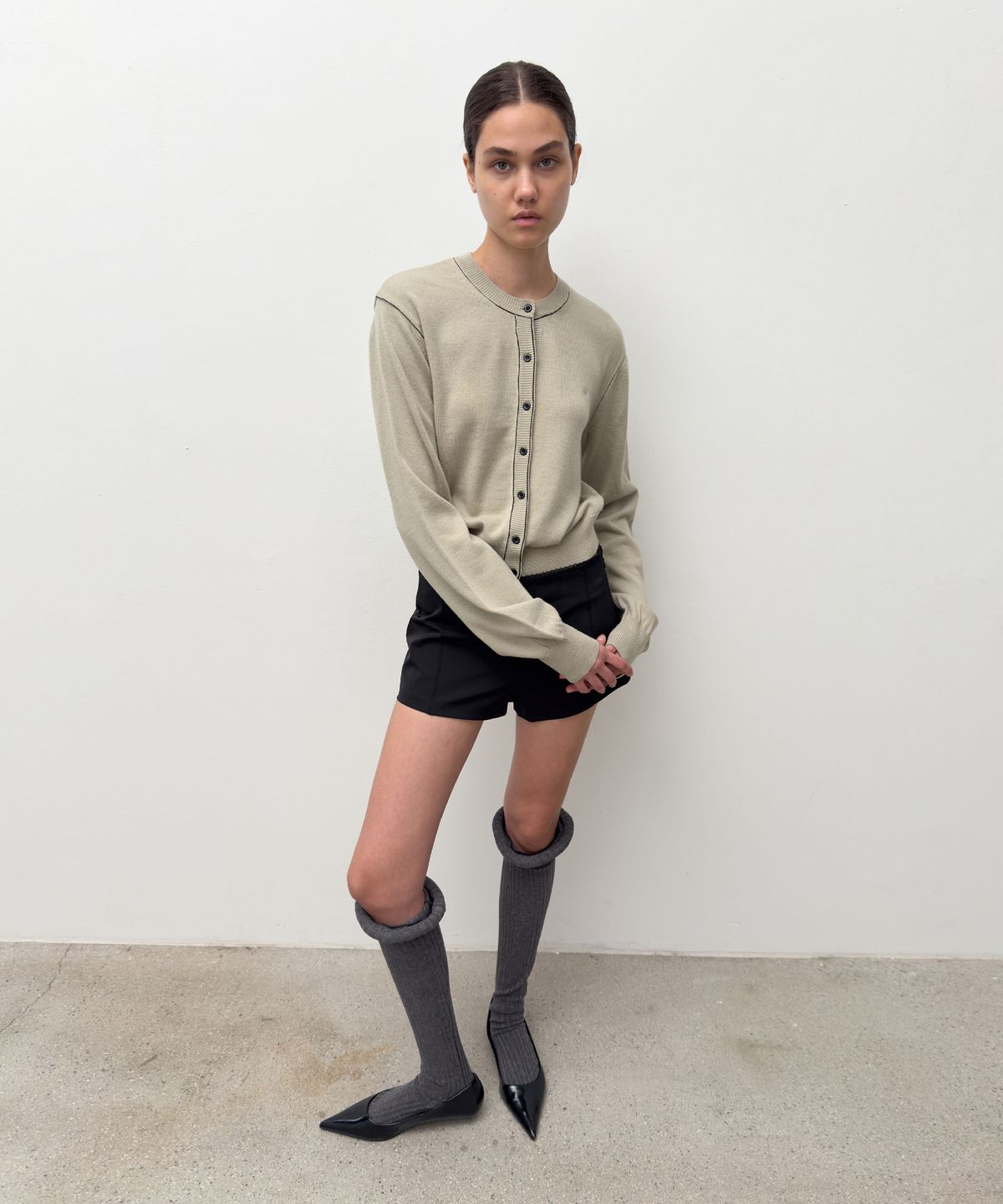 다이애그널(DIAGONAL) STITCH KNIT CARDIGAN (beige)