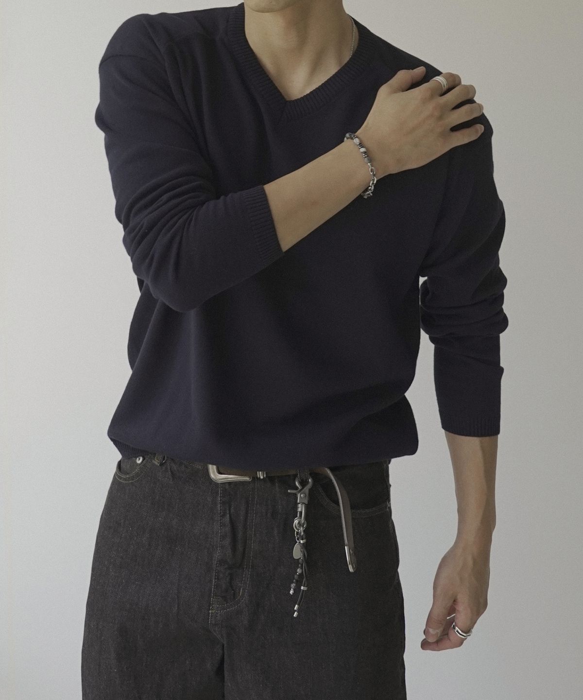 시도(SIIIIDO) EVERYWHERE FRONT CT LINE V NECK KNIT #3