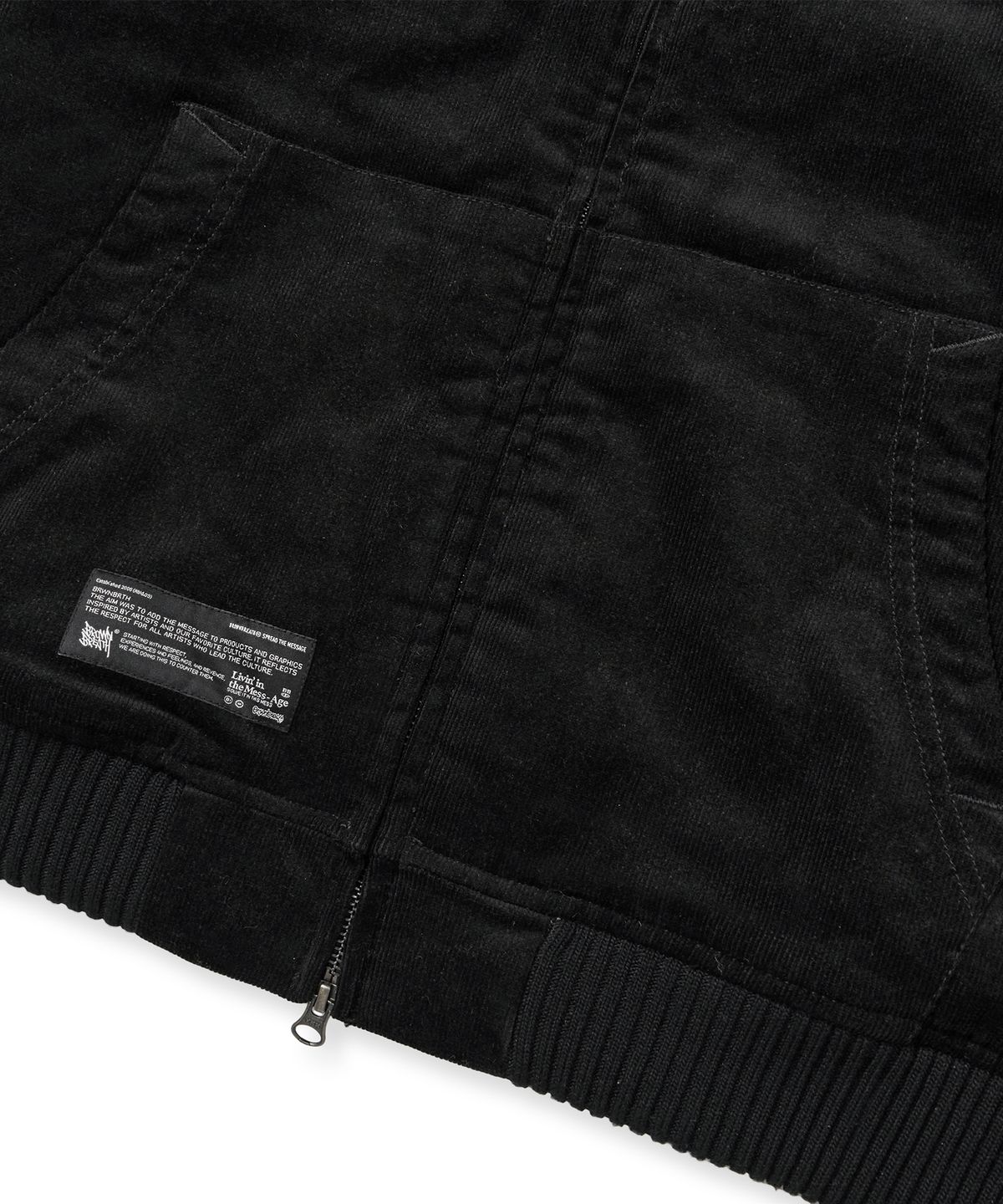 브라운브레스(BROWNBREATH) TAG CORDUROY PADDED HOOD ZIP UP - BLACK