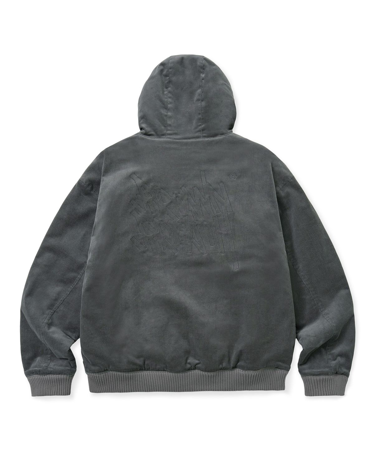 브라운브레스(BROWNBREATH) TAG CORDUROY PADDED HOOD ZIP UP - LIGHT GREY