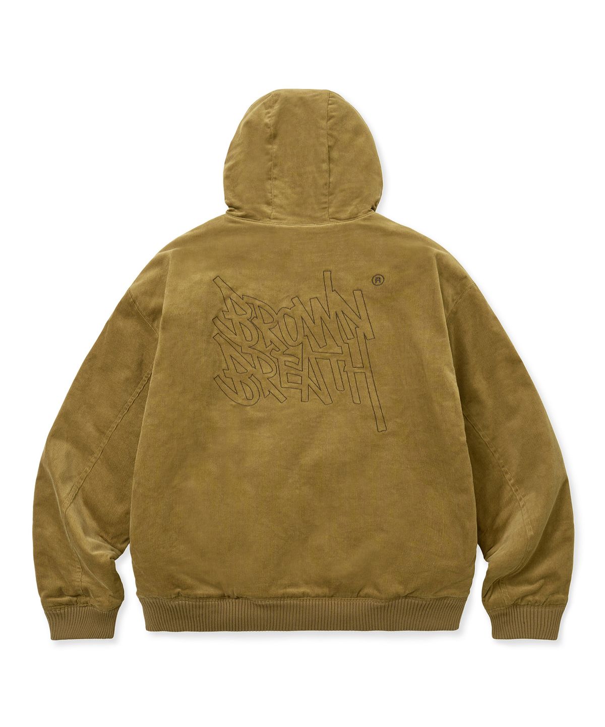 브라운브레스(BROWNBREATH) TAG CORDUROY PADDED HOOD ZIP UP - BEIGE