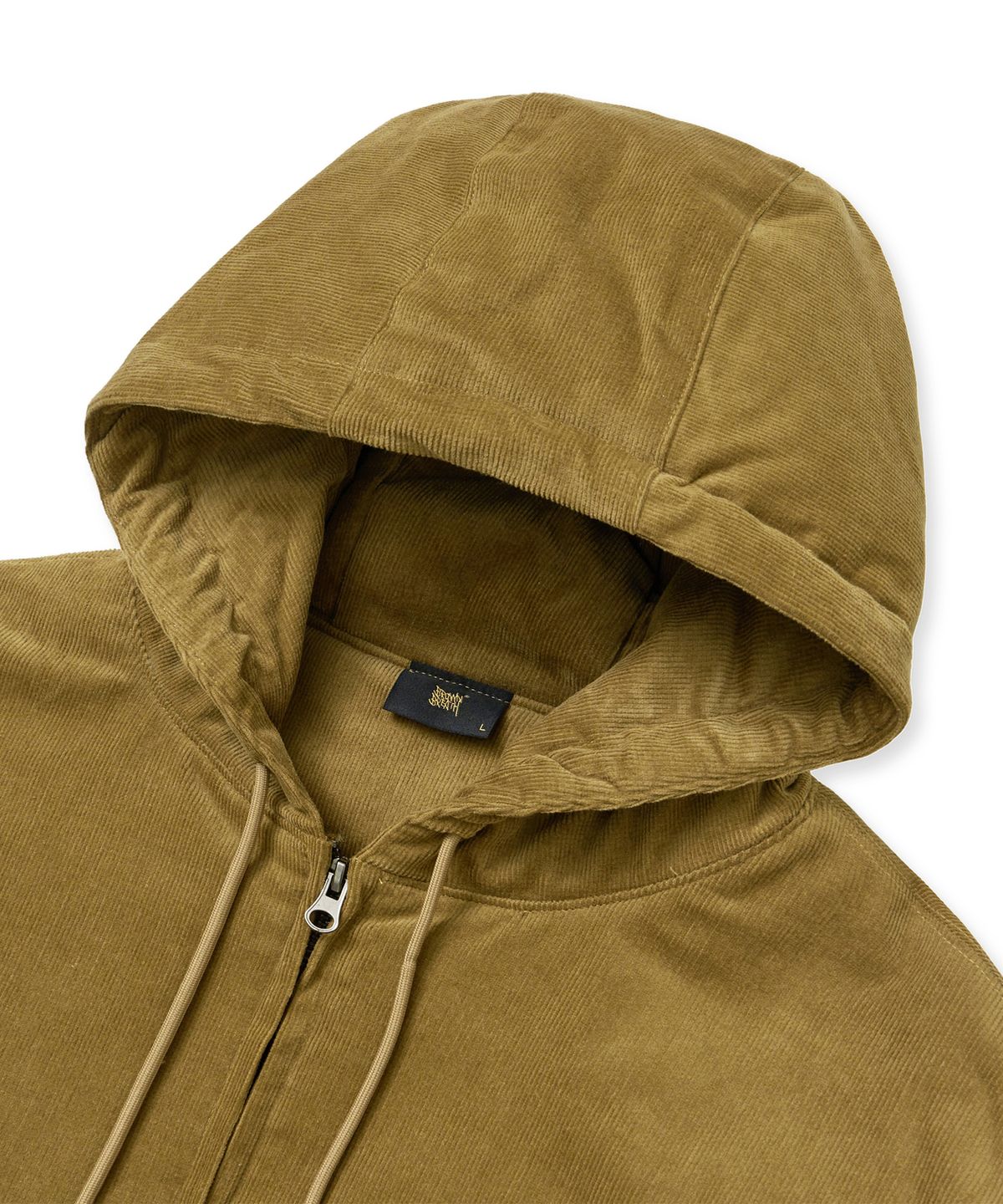 브라운브레스(BROWNBREATH) TAG CORDUROY PADDED HOOD ZIP UP - BEIGE