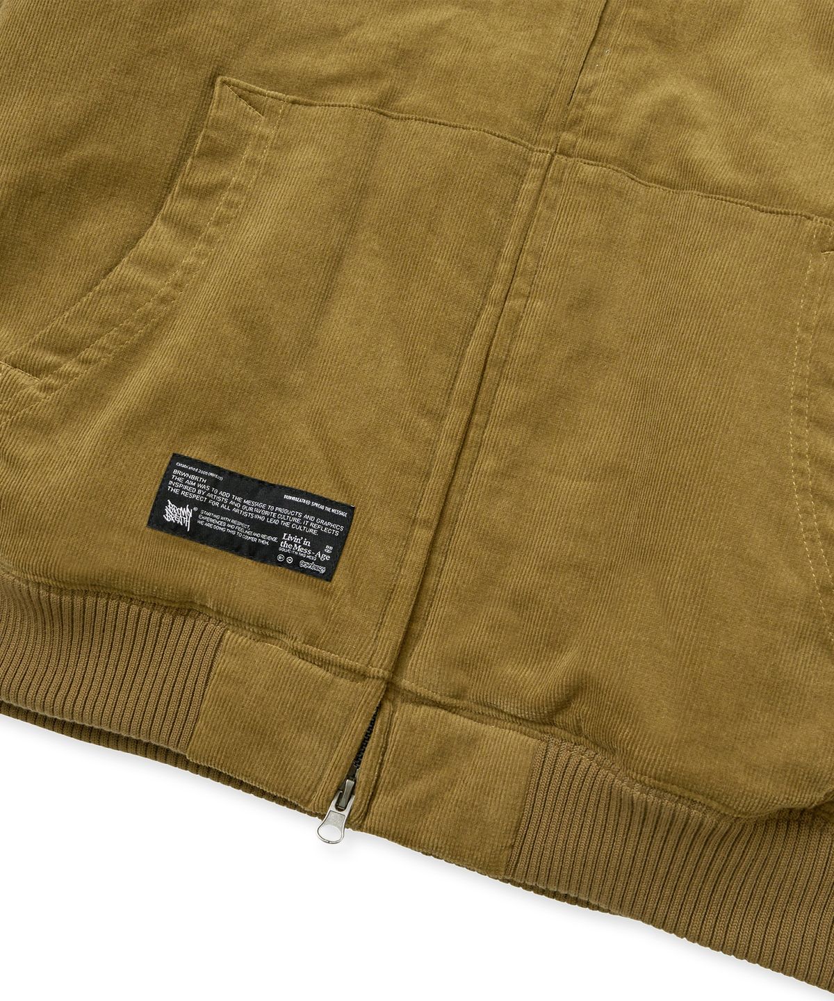 브라운브레스(BROWNBREATH) TAG CORDUROY PADDED HOOD ZIP UP - BEIGE