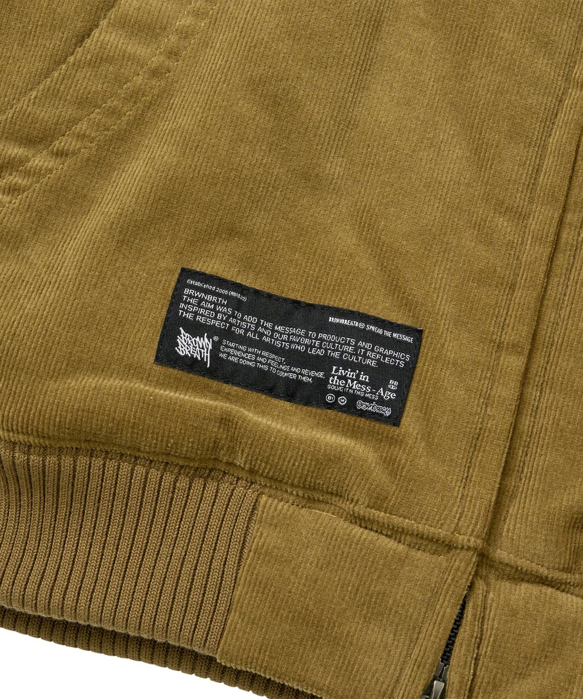 브라운브레스(BROWNBREATH) TAG CORDUROY PADDED HOOD ZIP UP - BEIGE