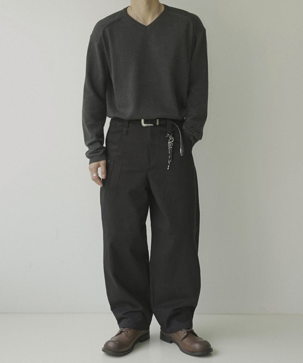 시도(SIIIIDO) EVERYWHERE FRONT CT LINE V NECK KNIT #1