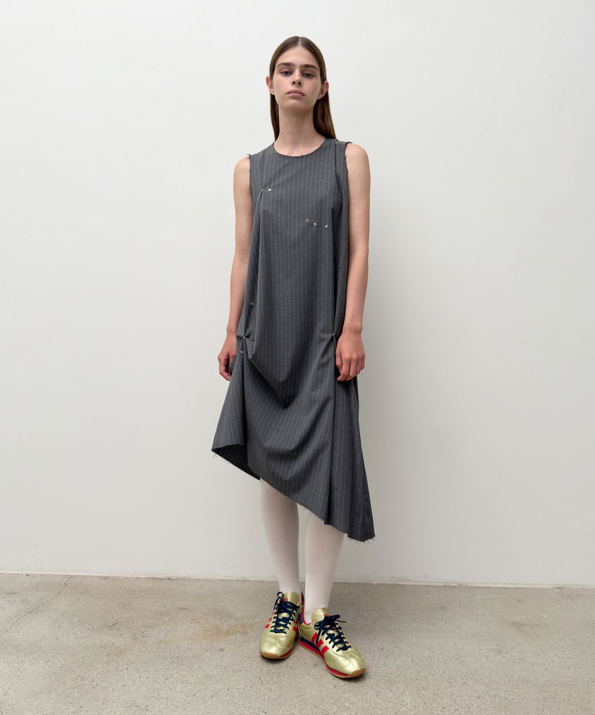 다이애그널(DIAGONAL) UNBALANCED LONG DRESS (charcoal)