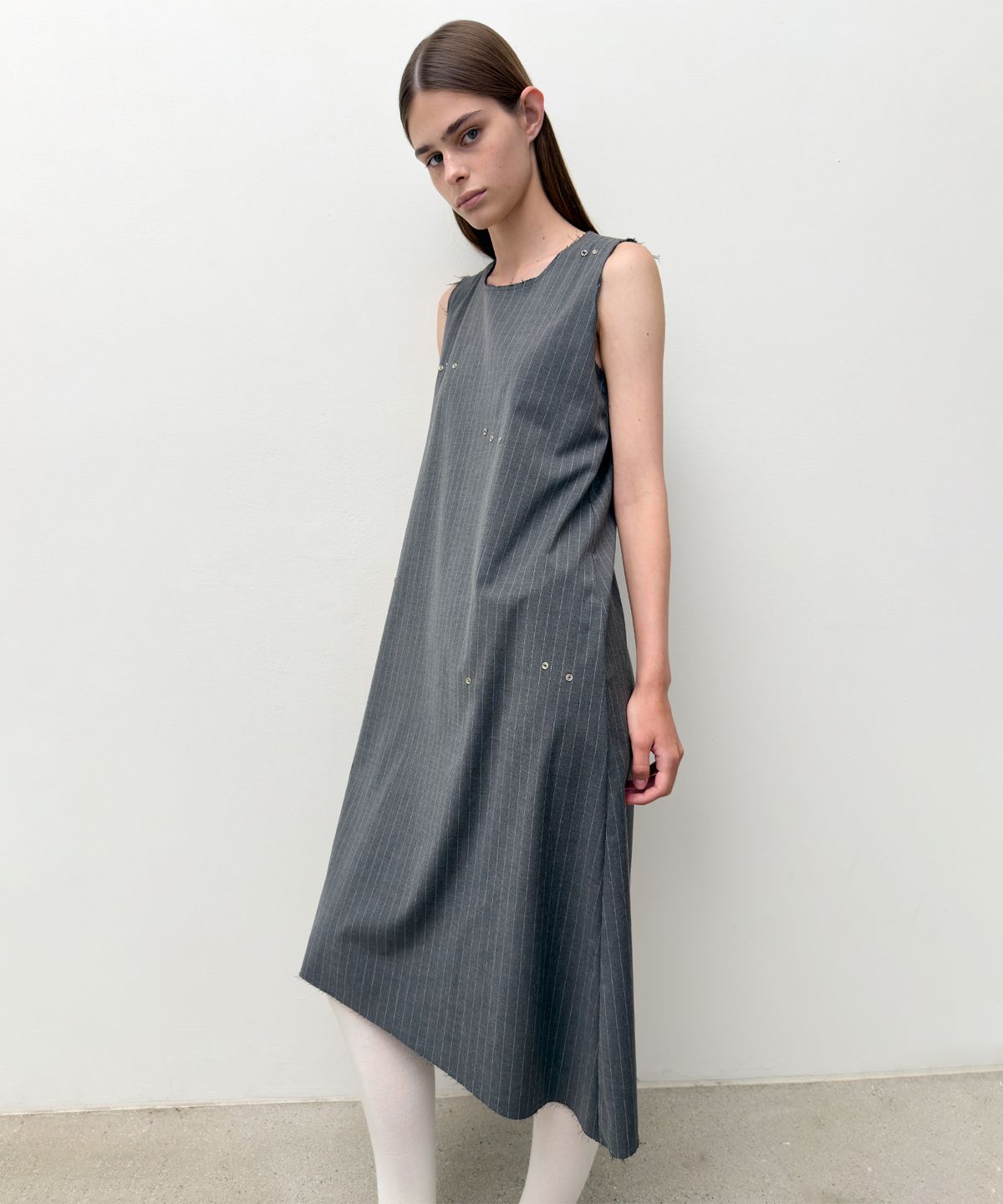 다이애그널(DIAGONAL) UNBALANCED LONG DRESS (charcoal)