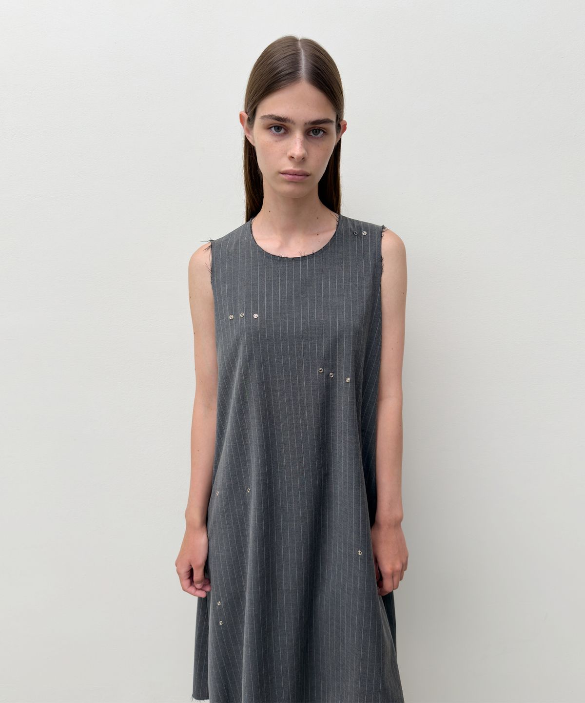 다이애그널(DIAGONAL) UNBALANCED LONG DRESS (charcoal)