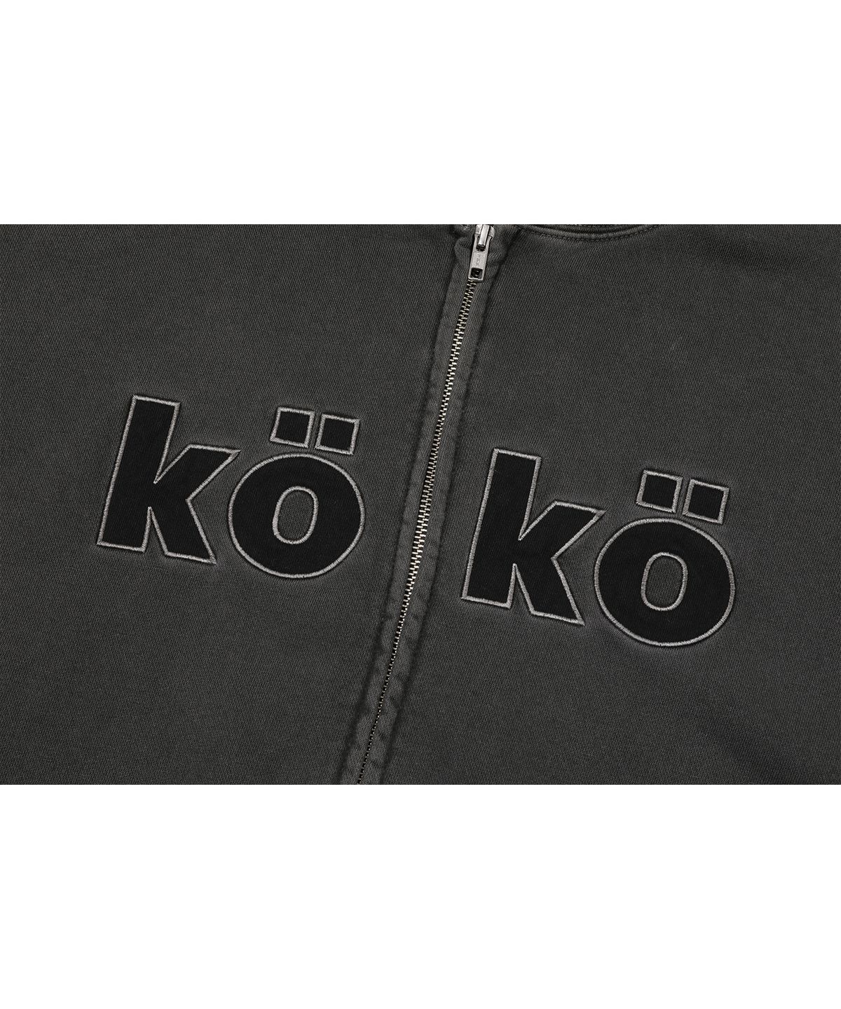 꼼파뇨(CPGN STUDIO) [2-WAY] KOKO 아플리케 피그먼트 후드 집업 스모크블랙