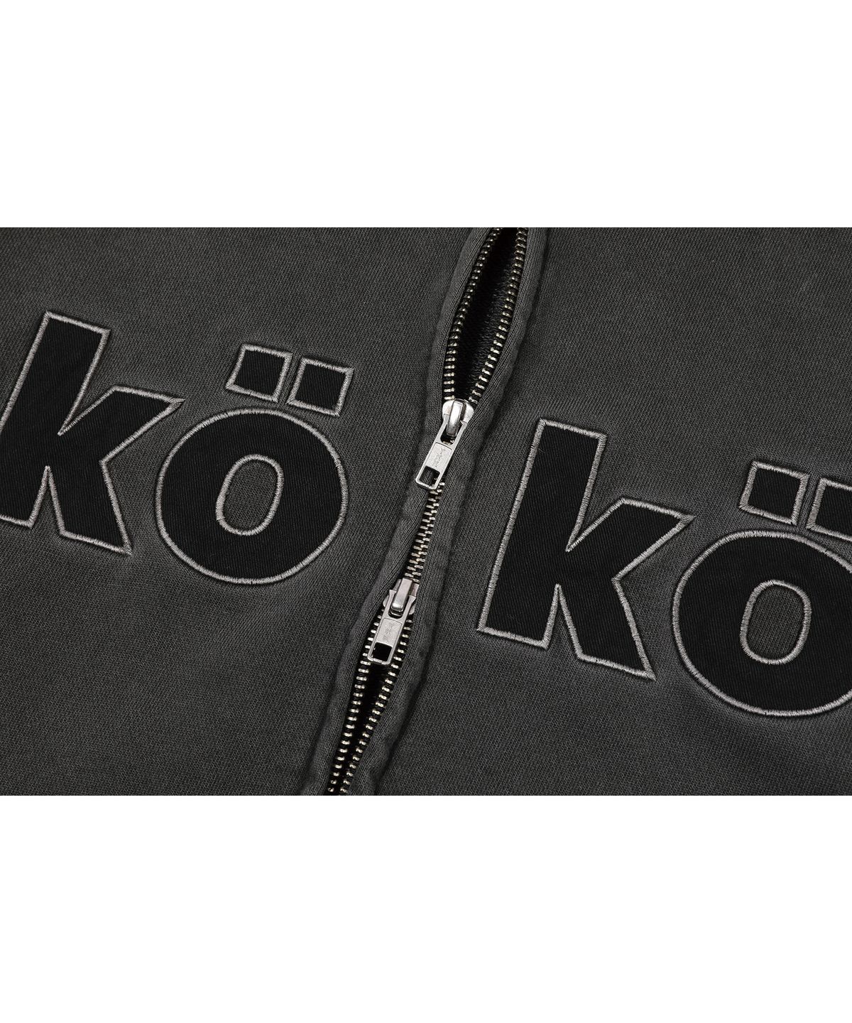 꼼파뇨(CPGN STUDIO) [2-WAY] KOKO 아플리케 피그먼트 후드 집업 스모크블랙
