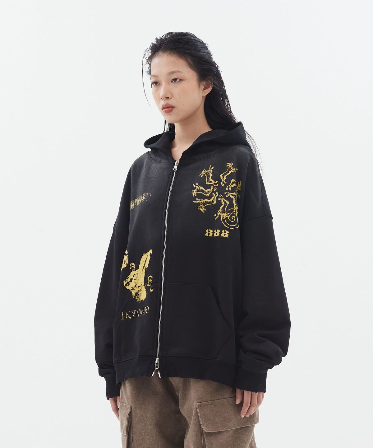 도미넌트(DOMINANT) 666 HARE Hoodie Zip-Up_black