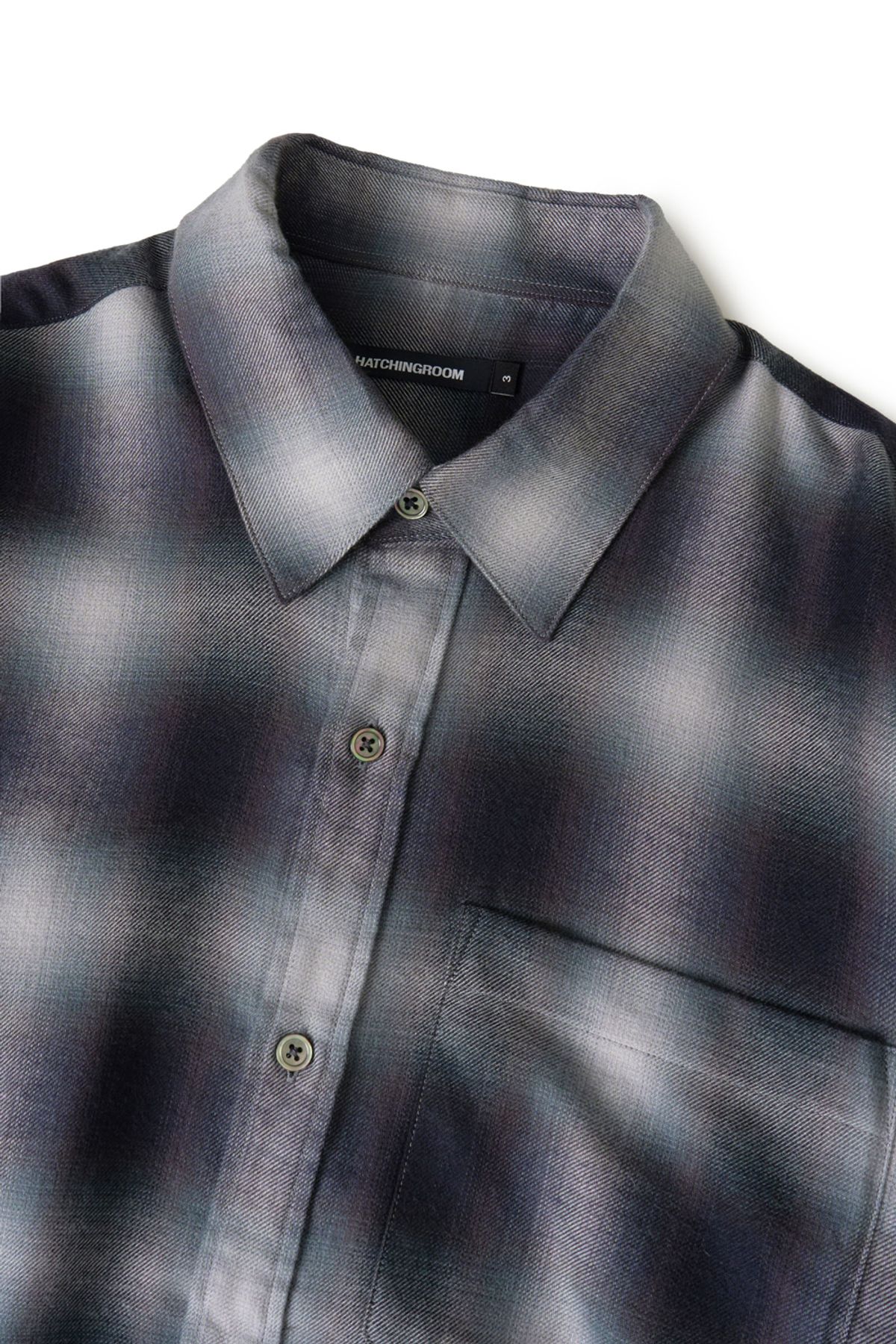 해칭룸(HATCHINGROOM) Regular Shirt Ombre Check Blue/Grey