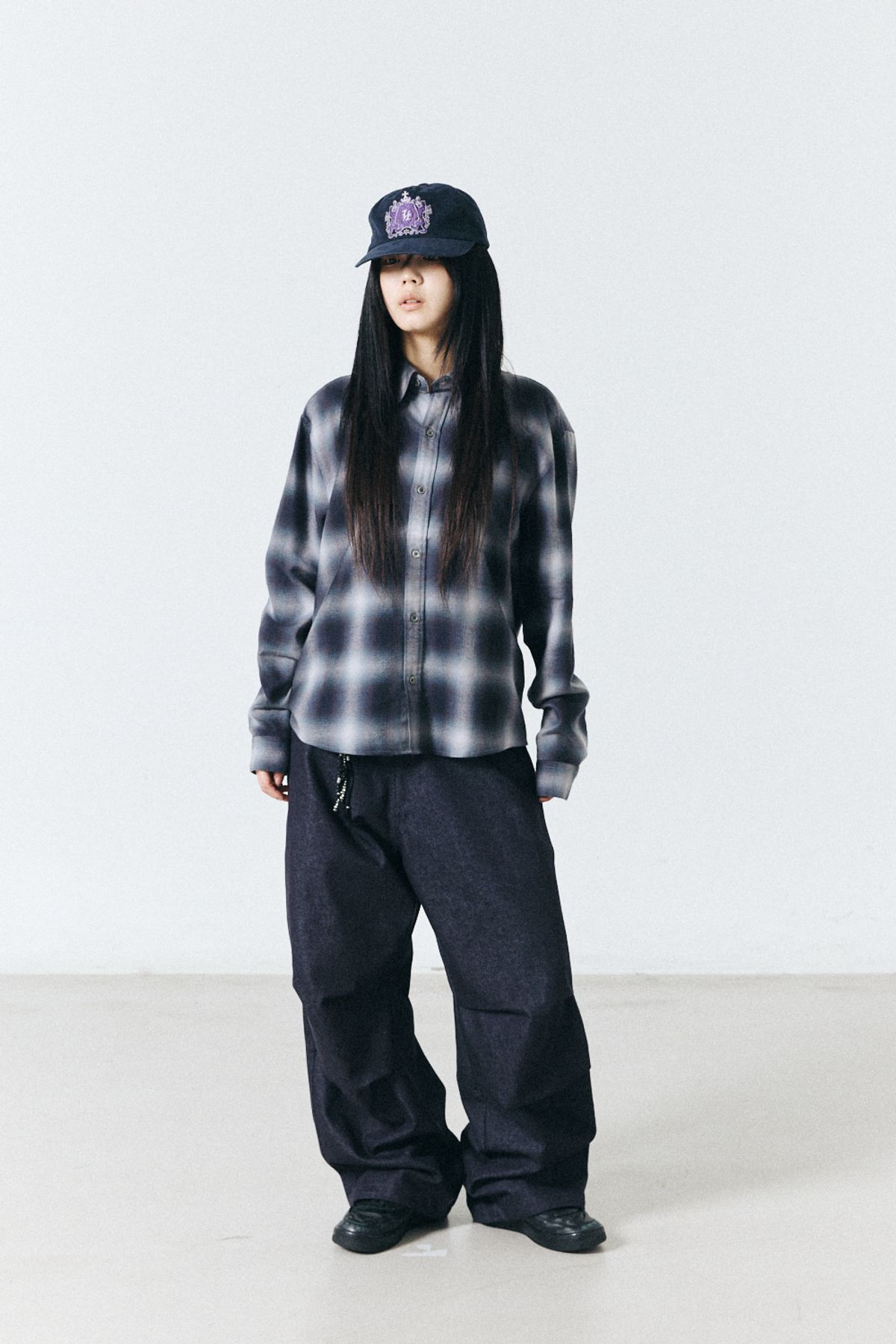 해칭룸(HATCHINGROOM) Regular Shirt Ombre Check Blue/Grey